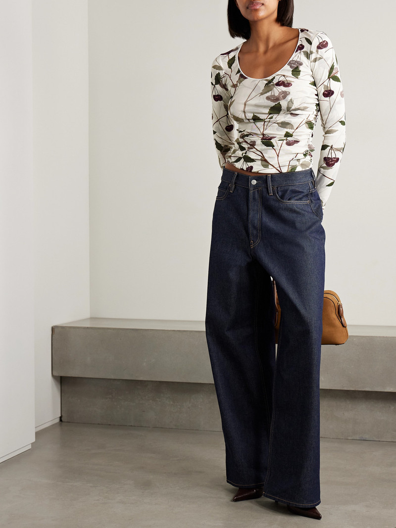 Stella McCartney Ruched Printed Stretch-mesh Top outlook