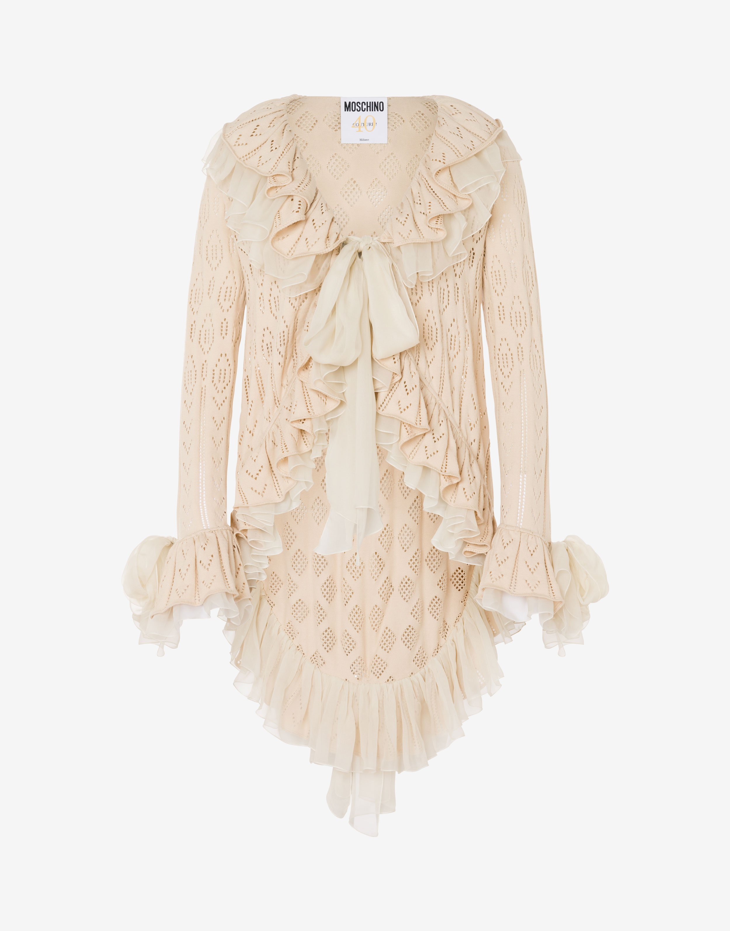COTTON CARDIGAN WITH RUCHES - 1