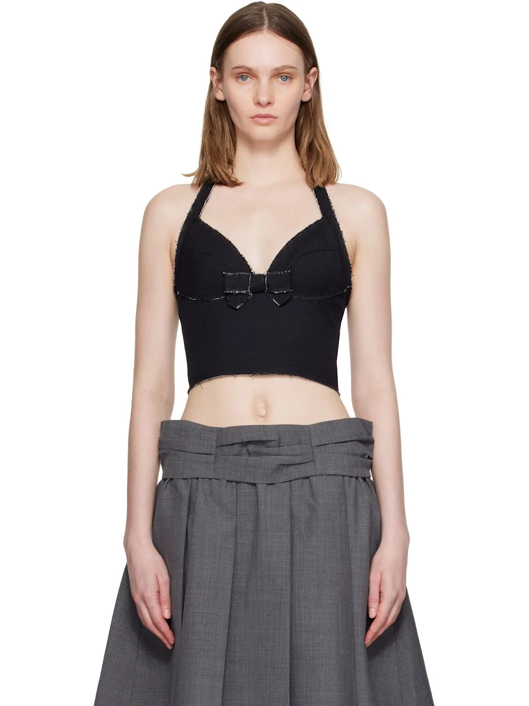 Navy Halter Bow Tie Cami Top - 1