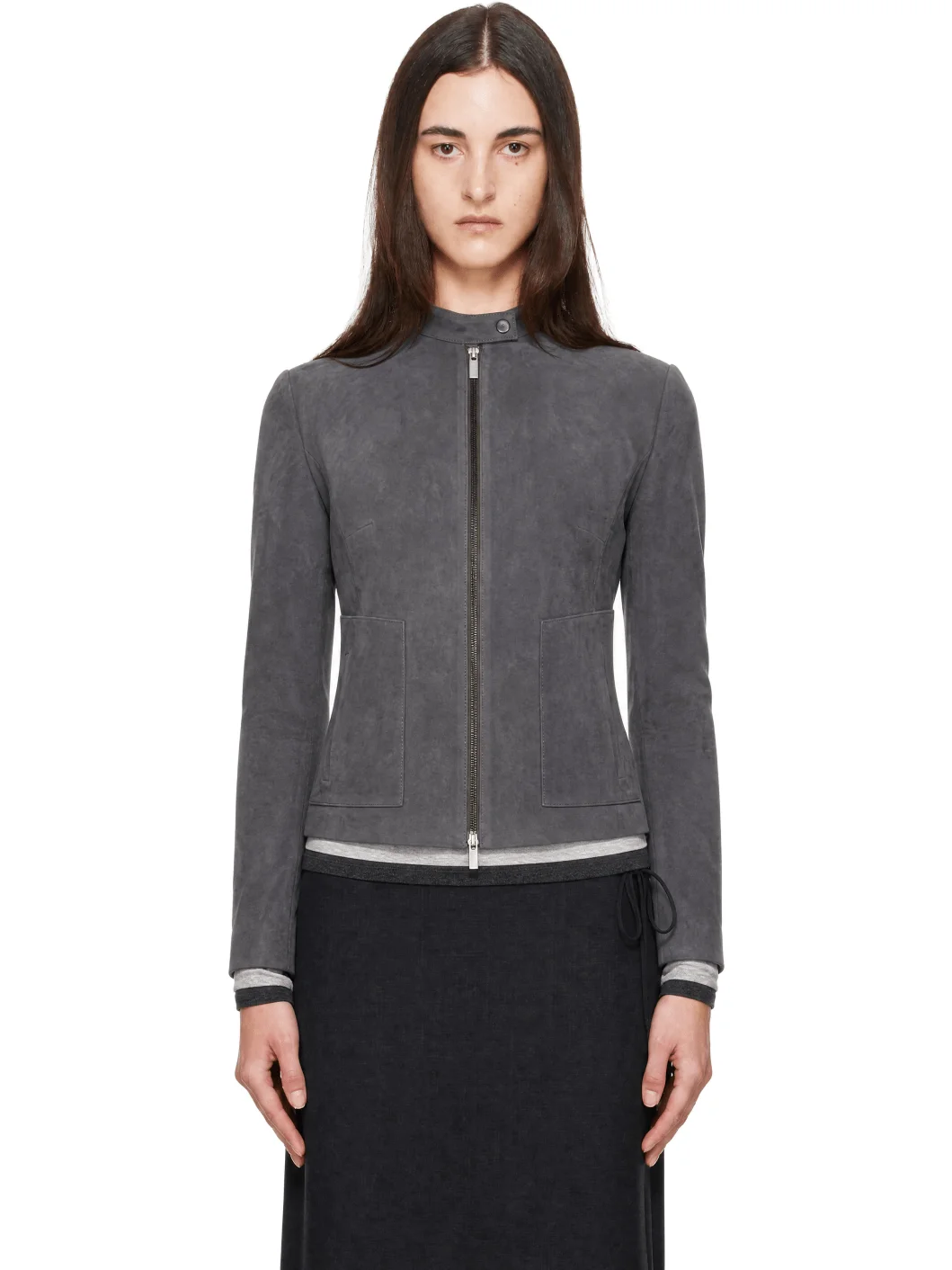 Gray Suede Moto Jacket - 1