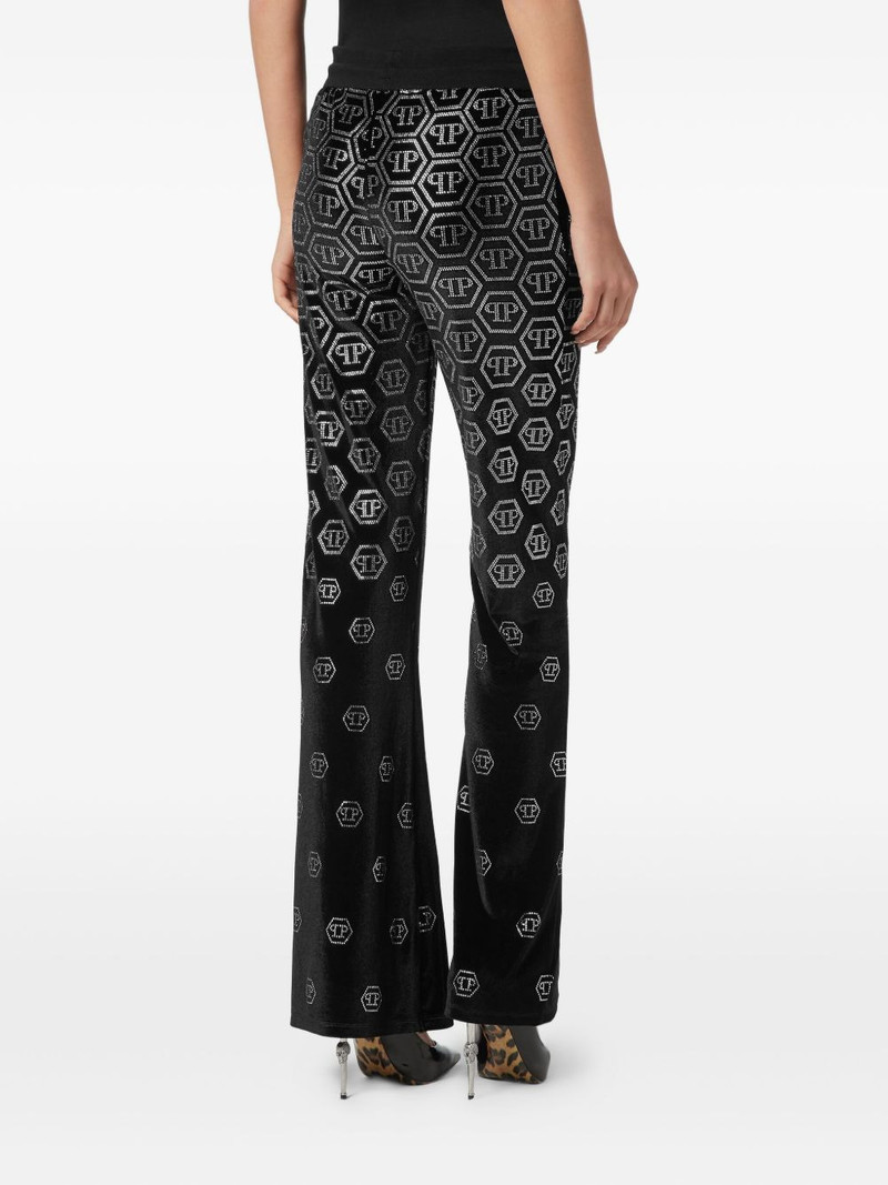 monogram-embellished velvet trousers 4