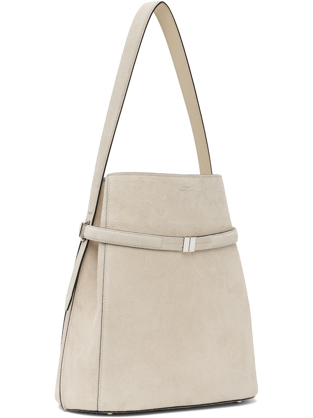 Gray Belted Suede Bucket Bag - 2
