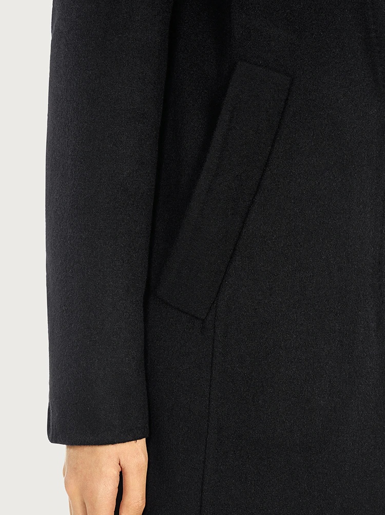 SINGLE BREASTED WOOL COAT - 4