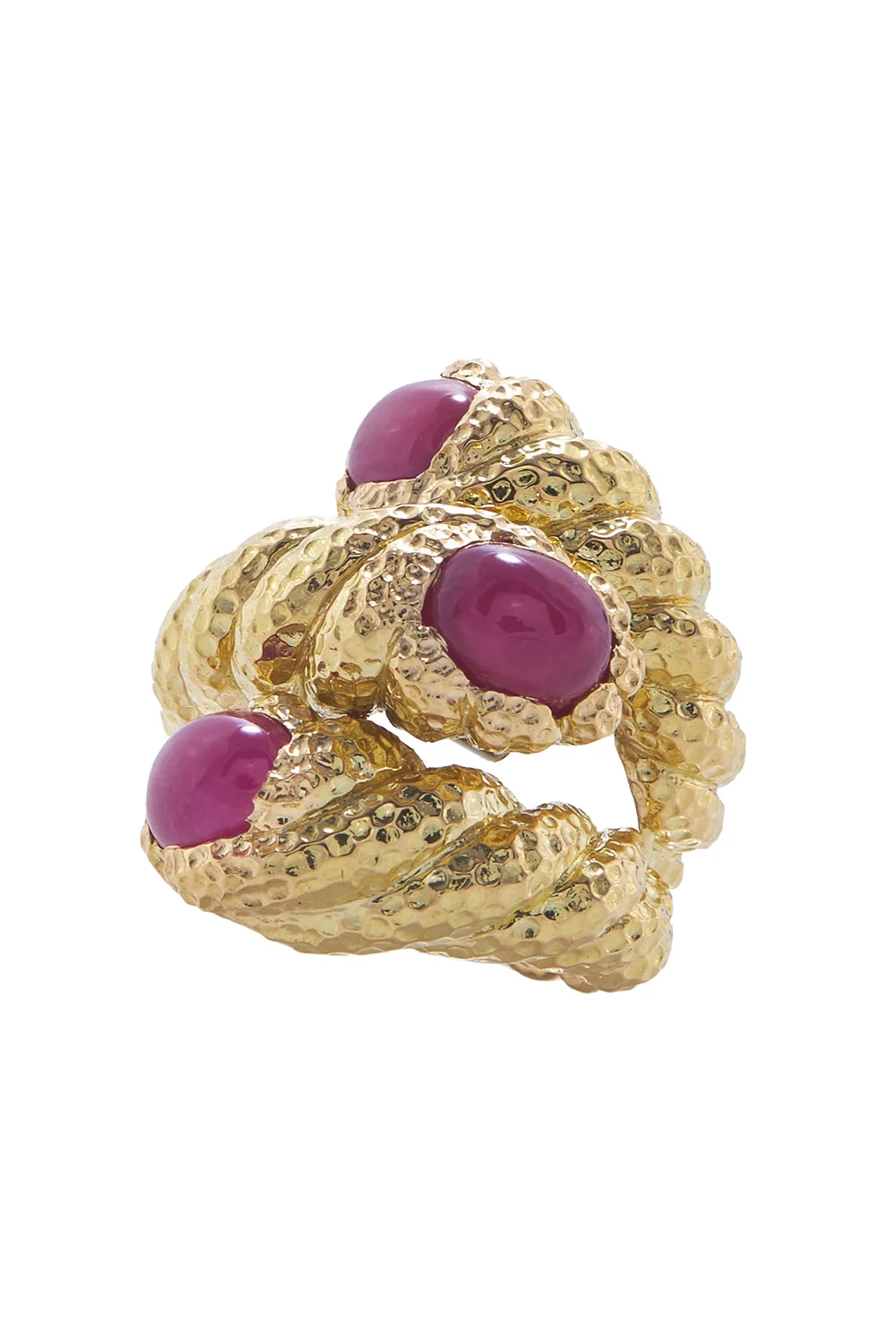 Ruby Hammered Tripple Rope Ring - 1