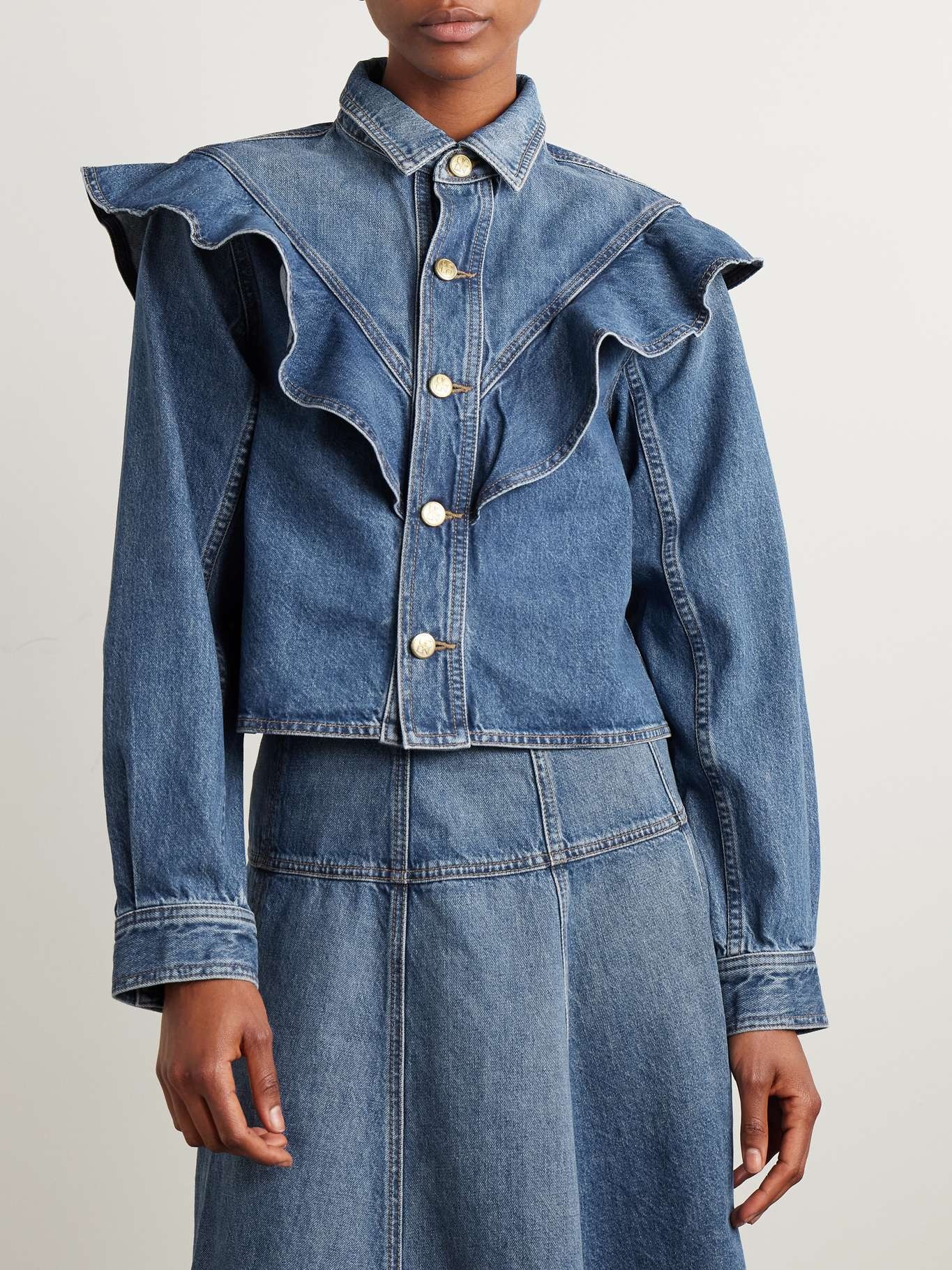The Mathilde ruffled denim shirt Mid denim - 3