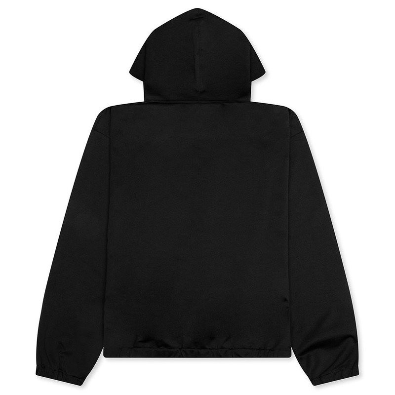 Jil Sander SHINY COTTON JERSEY TECHNICAL HOODED SWEATSHIRT - BLACK outlook