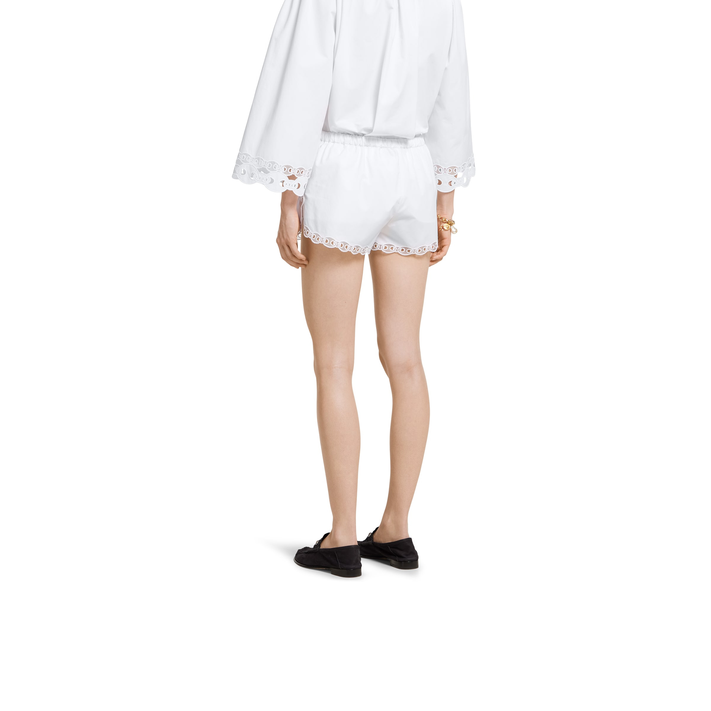 Cotton poplin shorts wth embroidery - 4