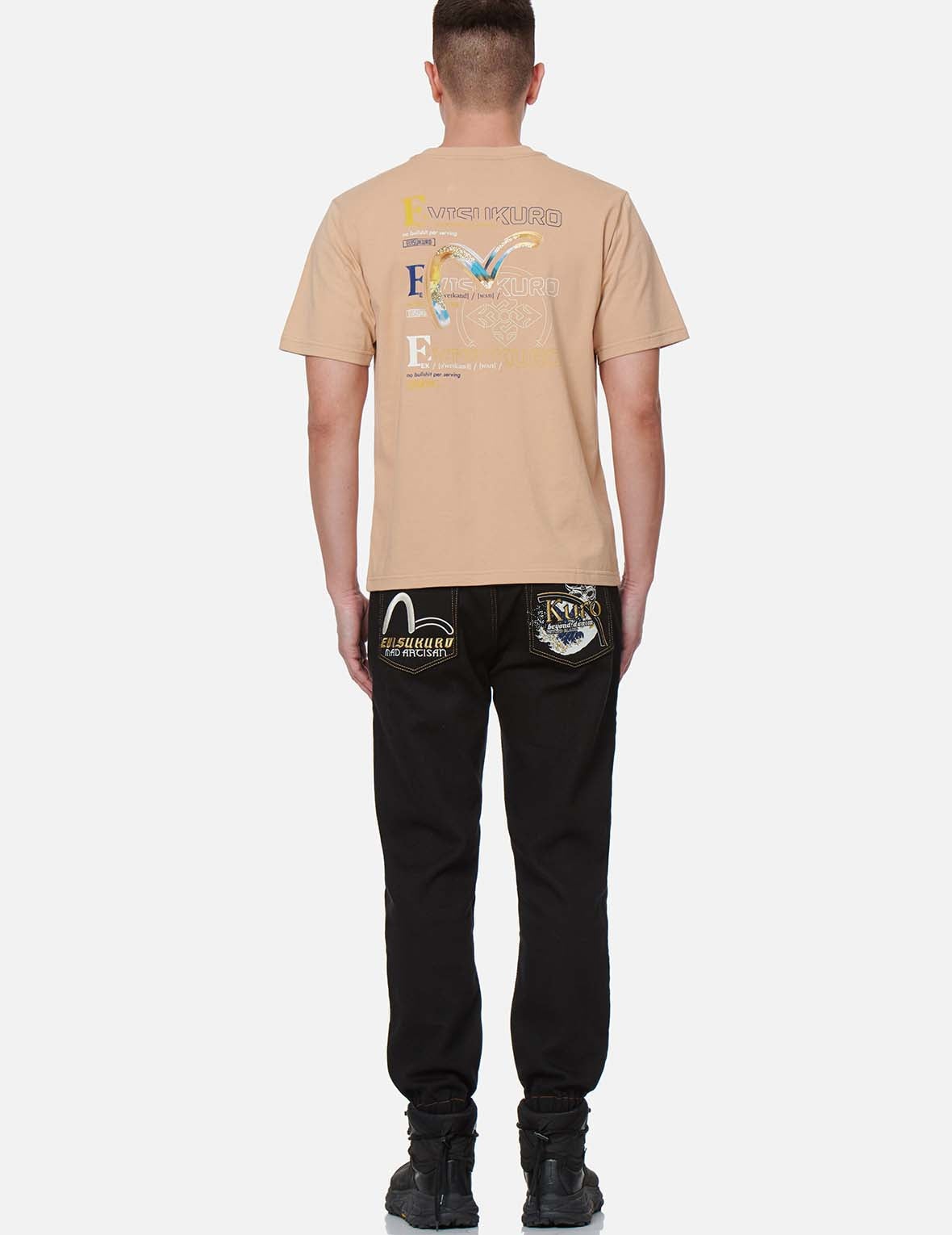 Hannya and The Great Wave Embroidery Denim Jogger Pants - 5