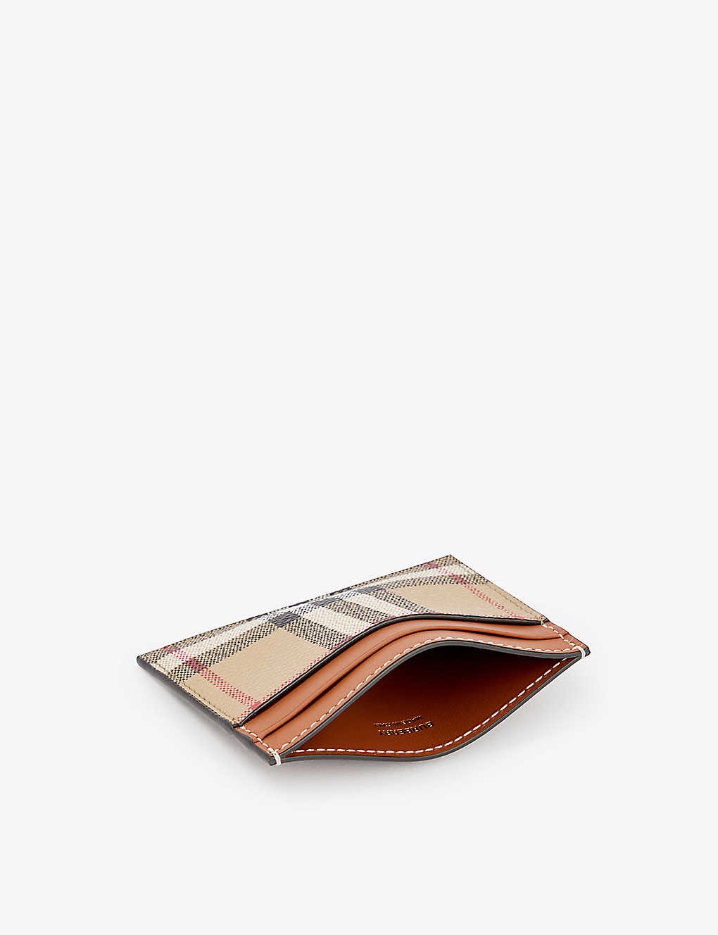 Check-print faux-leather card holder - 4