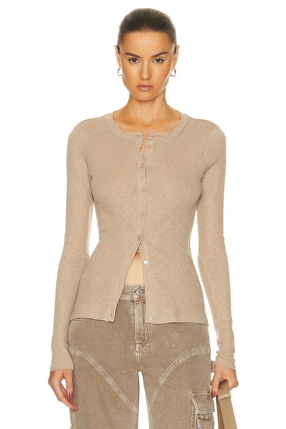 Cashmere Long Sleeve Cardigan - 1