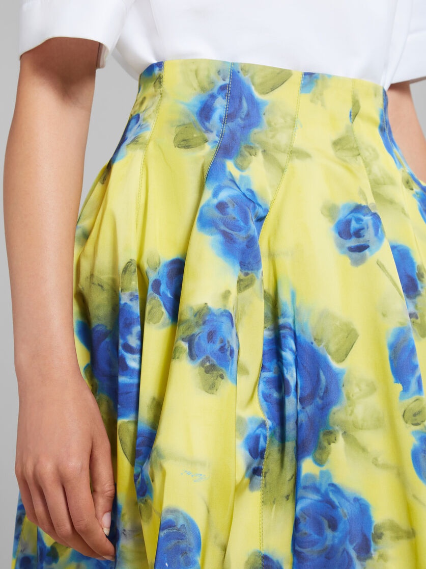 YELLOW TAFFETA HIGH-WAISTED SKIRT WITH IDYLL PRINT - 4