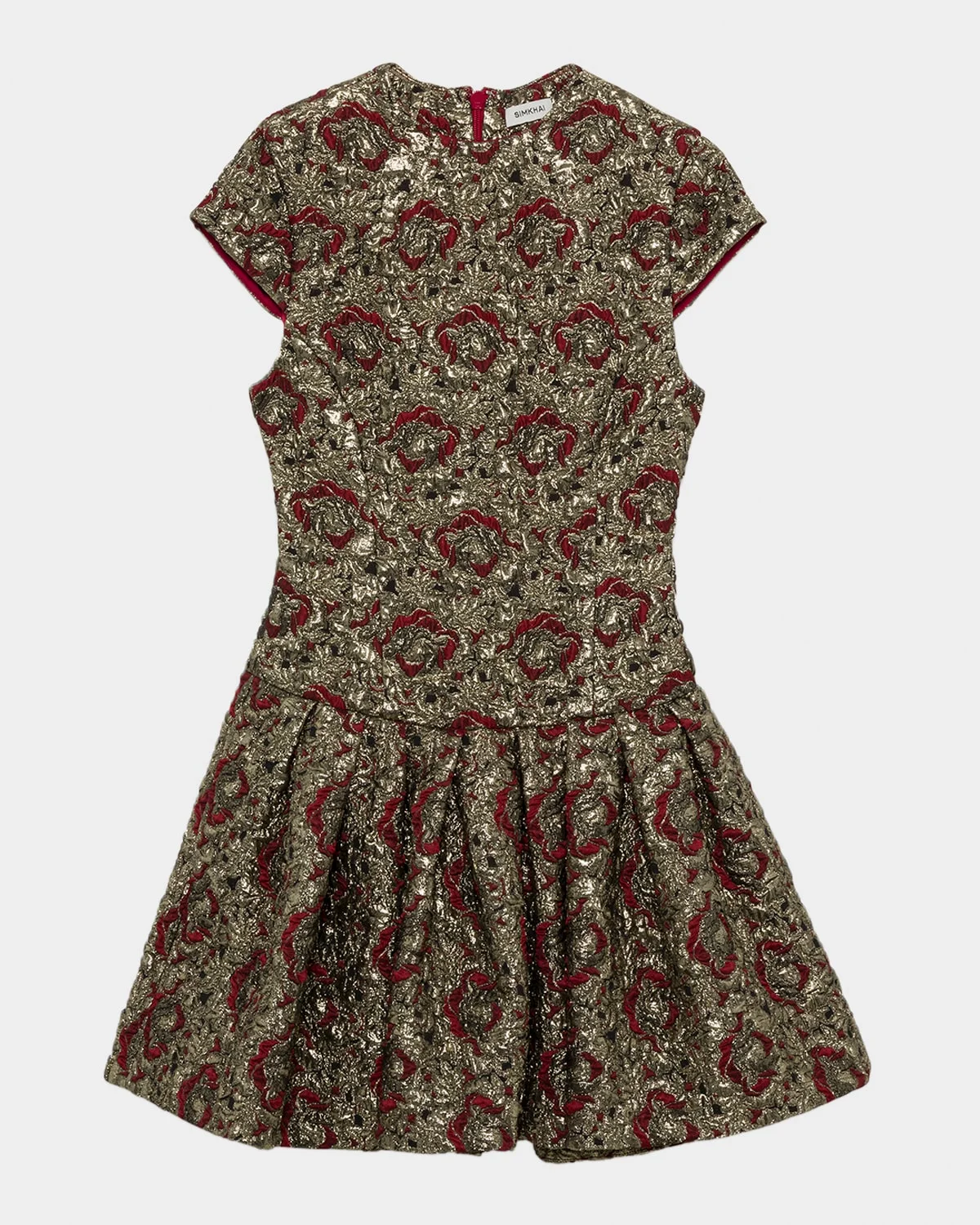 Elowen Short-Sleeve Fit & Flare Jacquard Mini Dress - 1