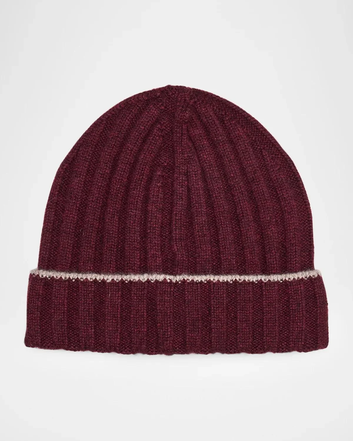 Men's Tipped Cashmere Rib-Knit Beanie Hat - 1
