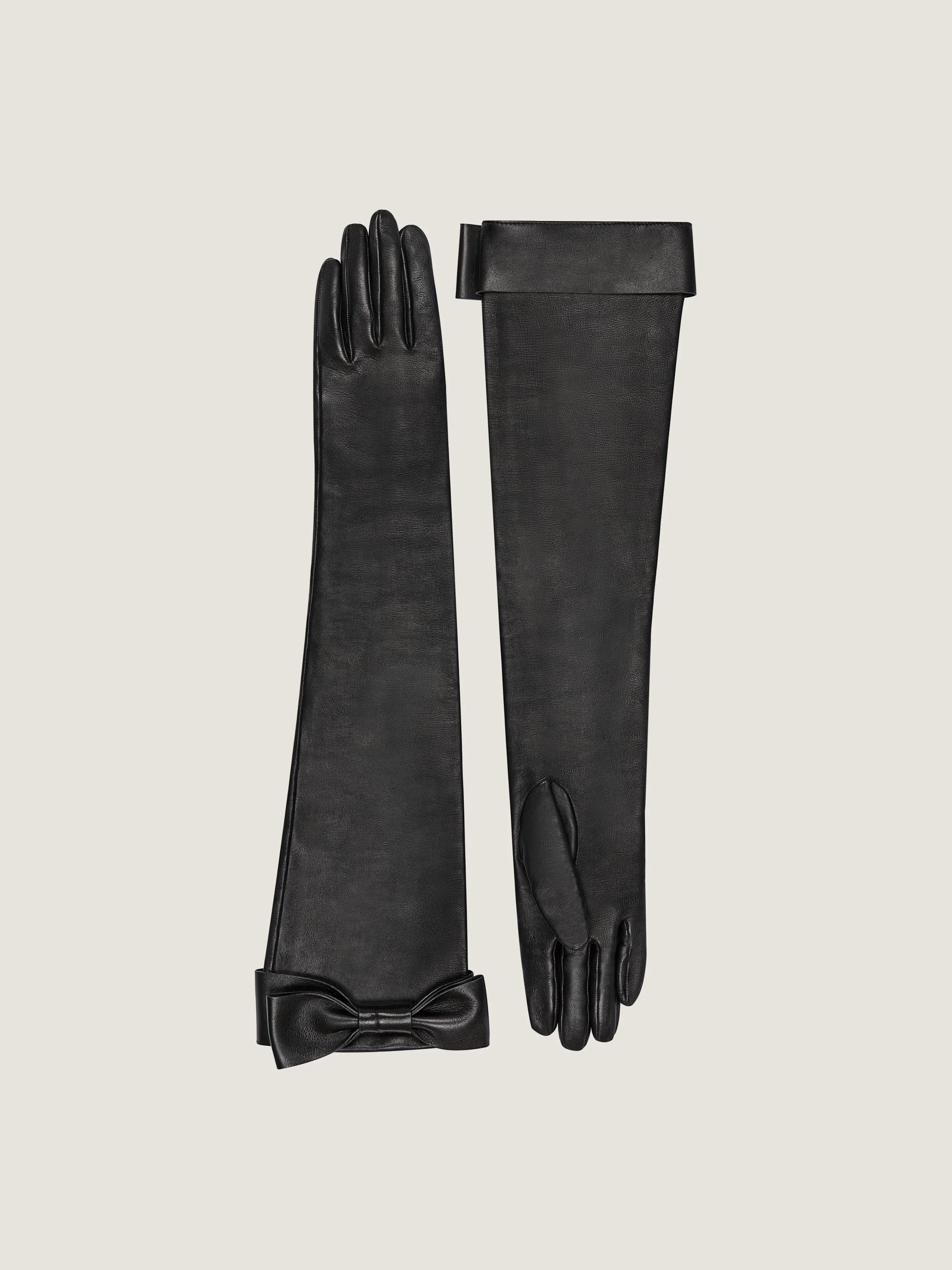 LONG GLOVES IN NAPPA LEATHER WITH BOW - 1