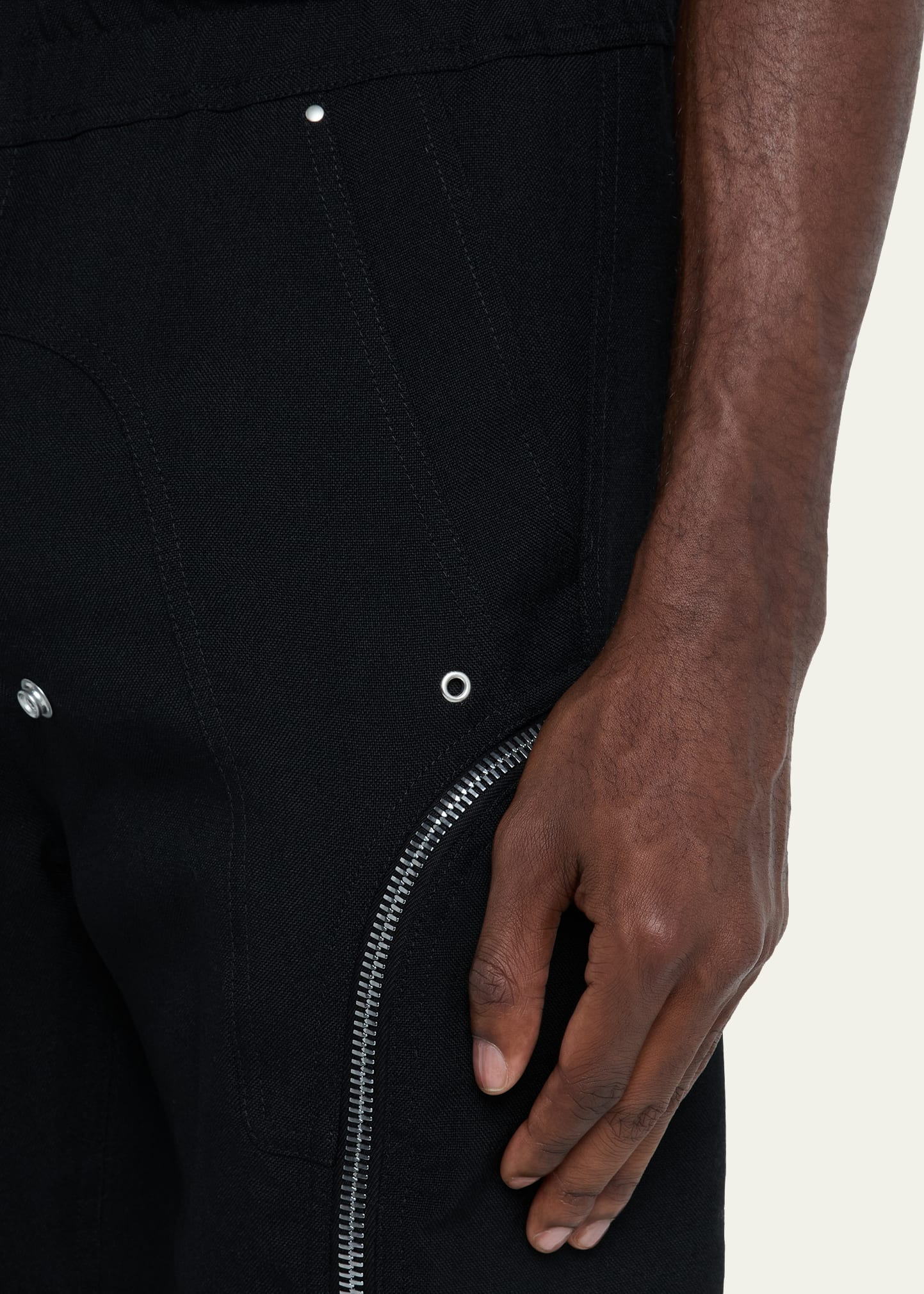 Men's Zipped Wool Drawstring Pants - 5