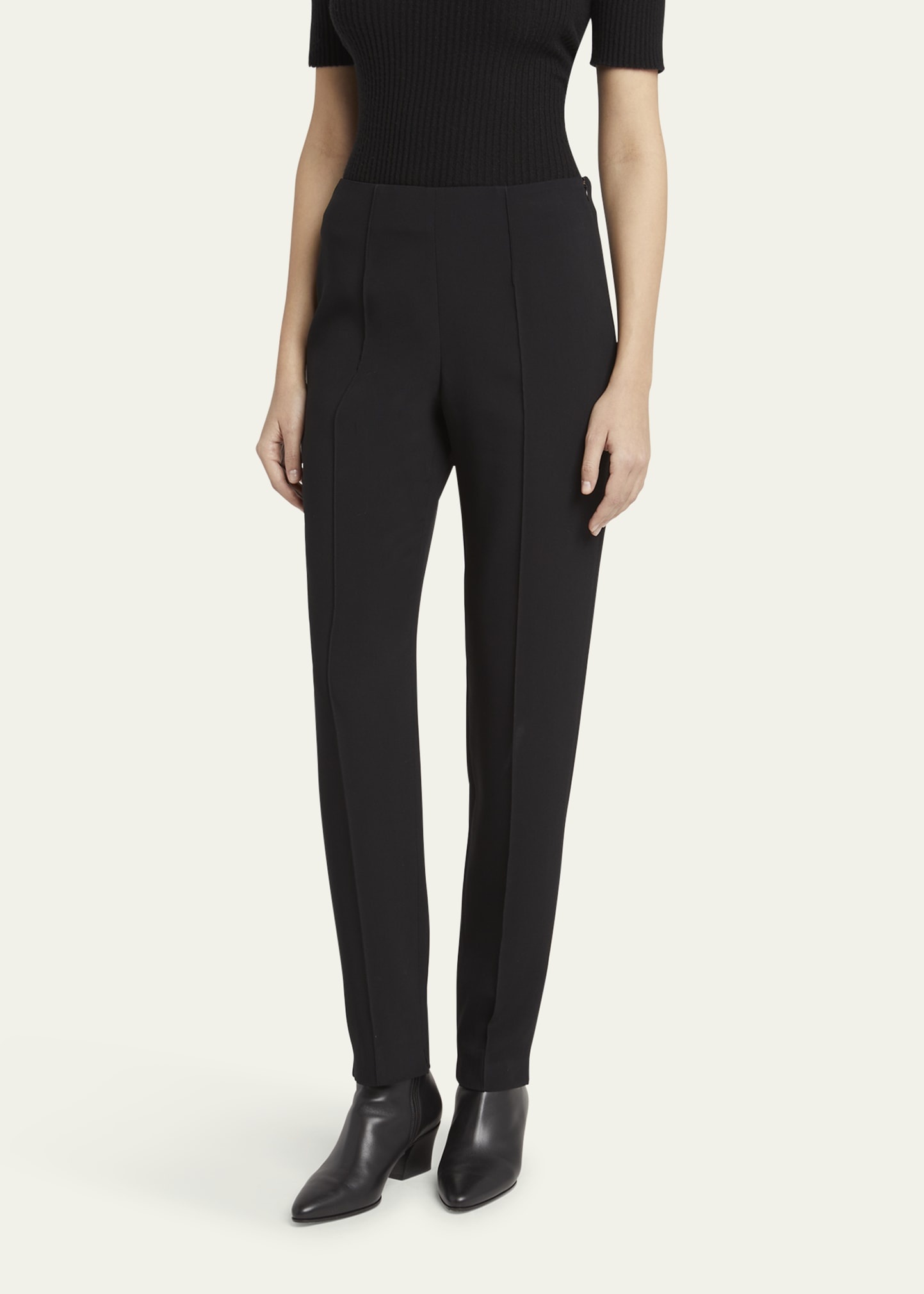 Pintuck Slim-Leg Cady Trousers - 4