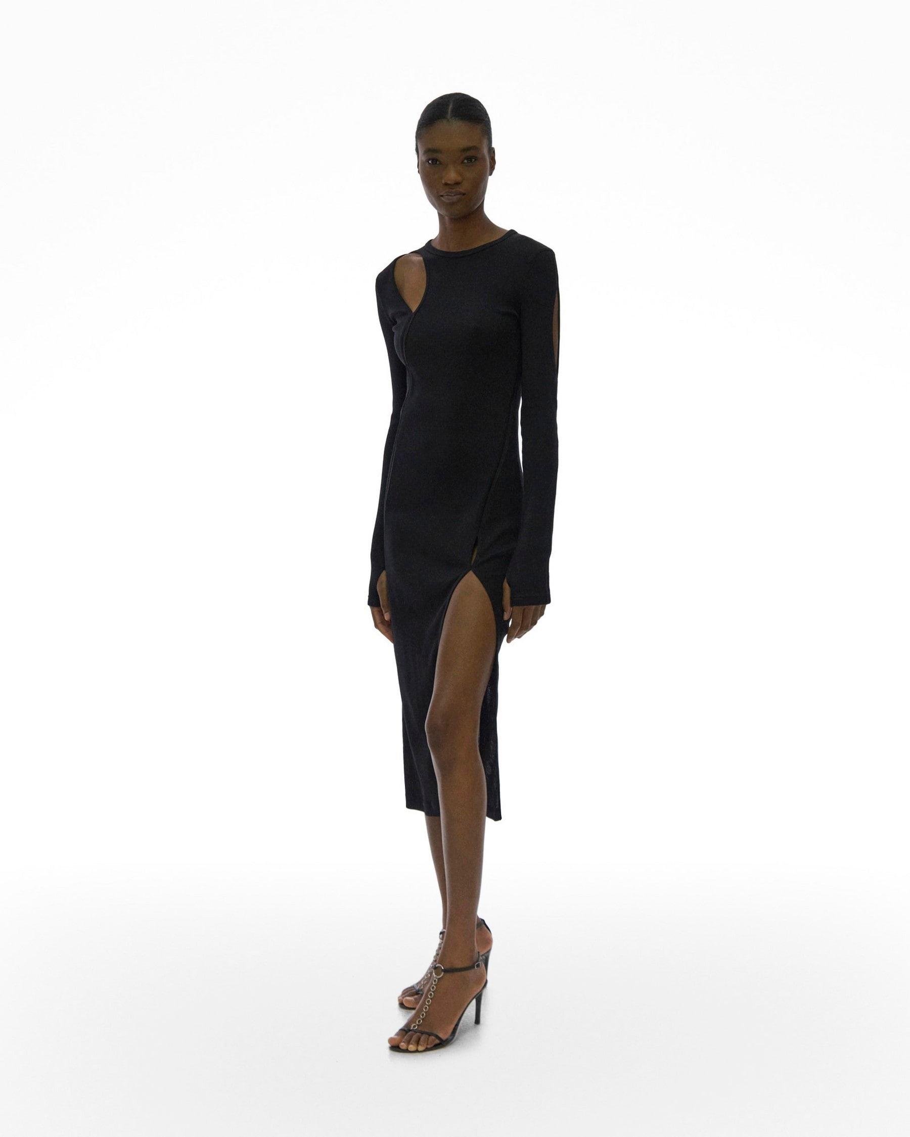 SLASH LONG SLEEVE DRESS - 5