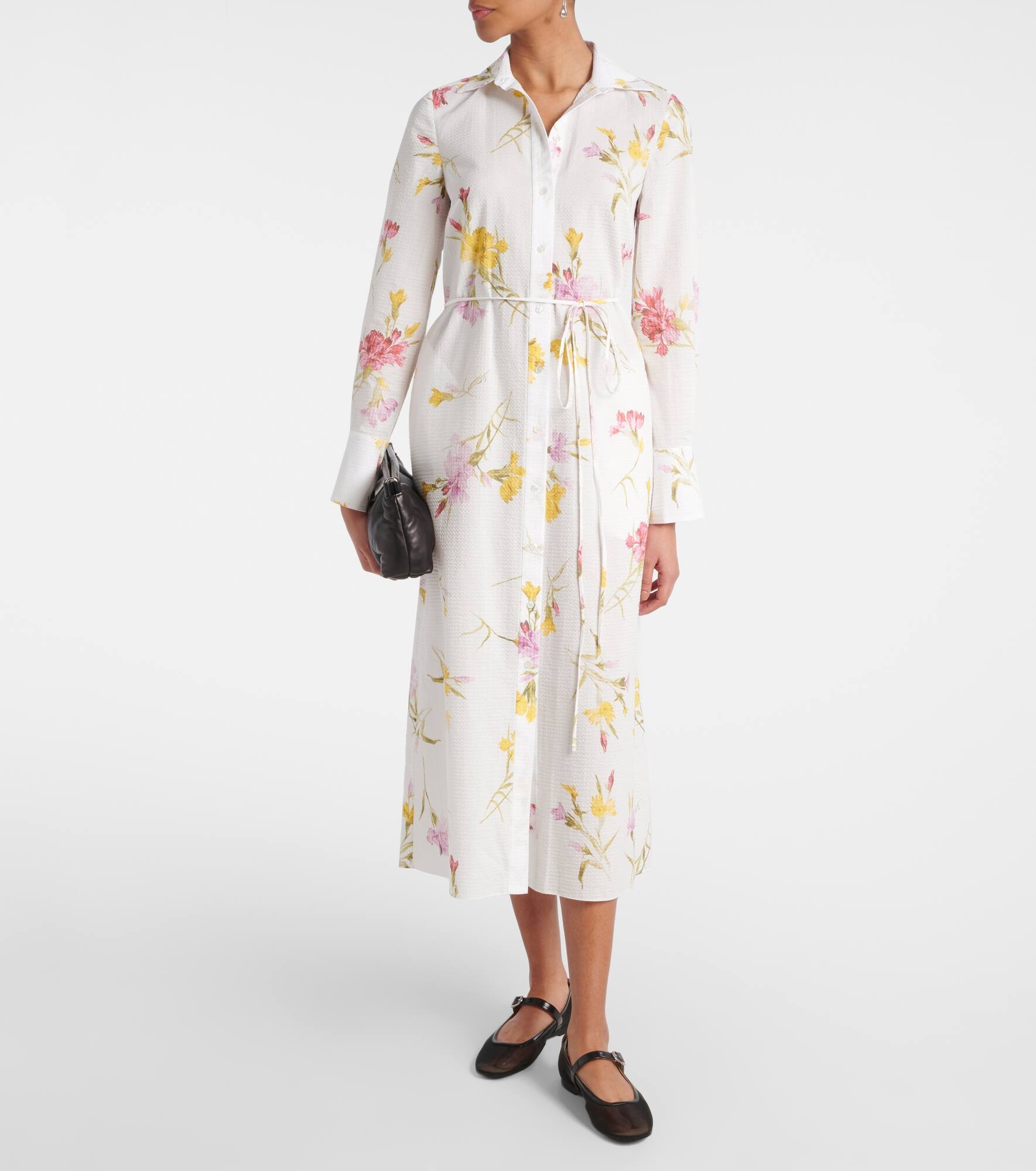 Floral cotton seersucker shirt dress - 2