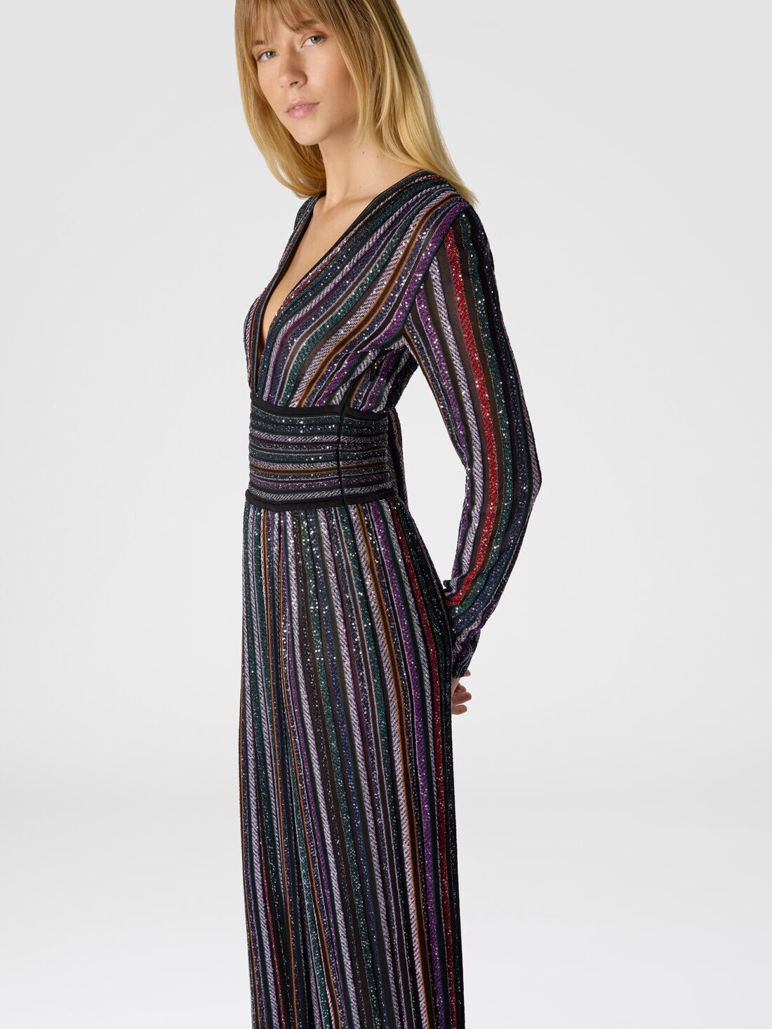 Long Dress with Sequin Embellishment - 4