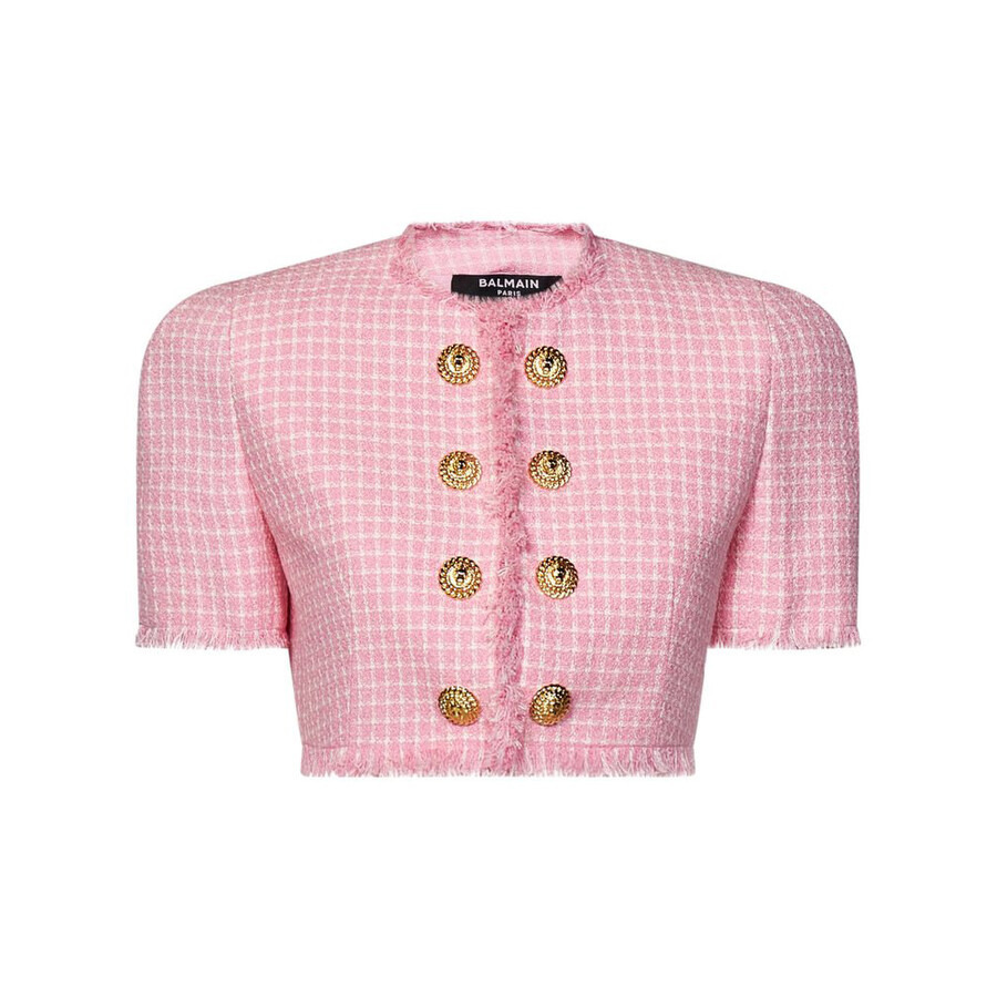 Balmain Vichy Cropped Tweed Jacket - 5