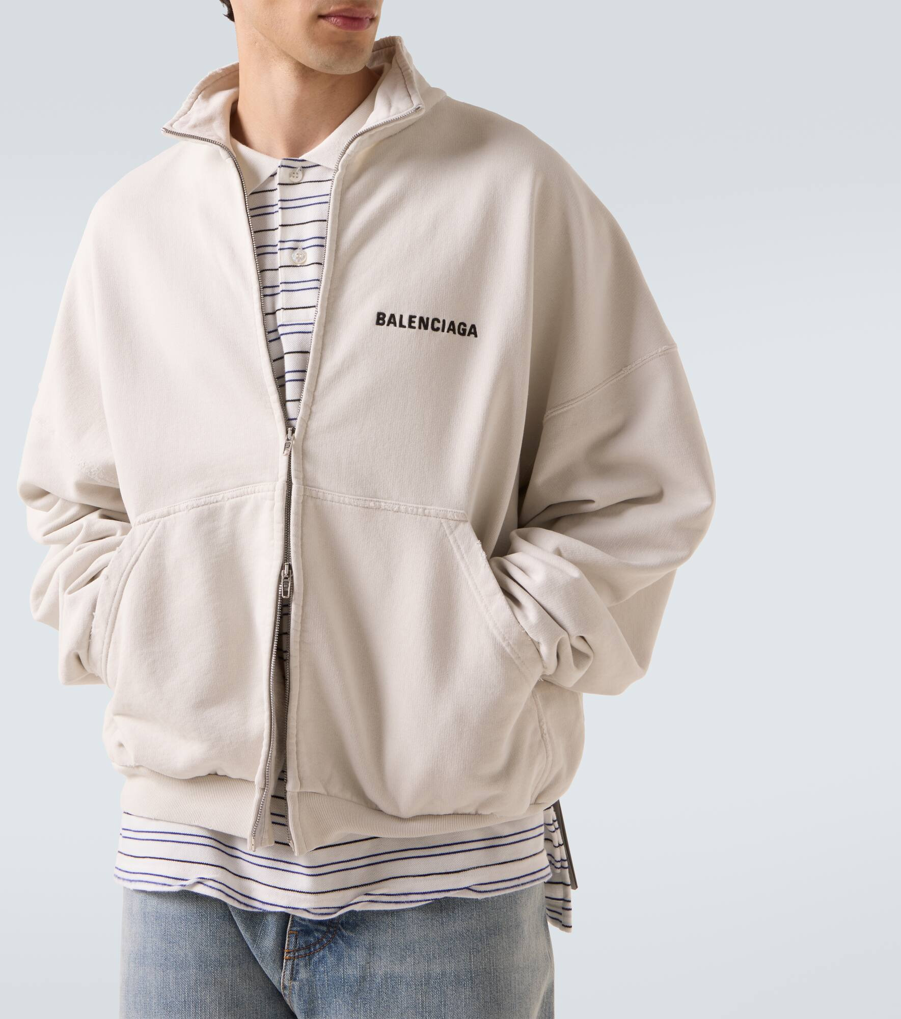 Logo cotton jersey track jacket - 5