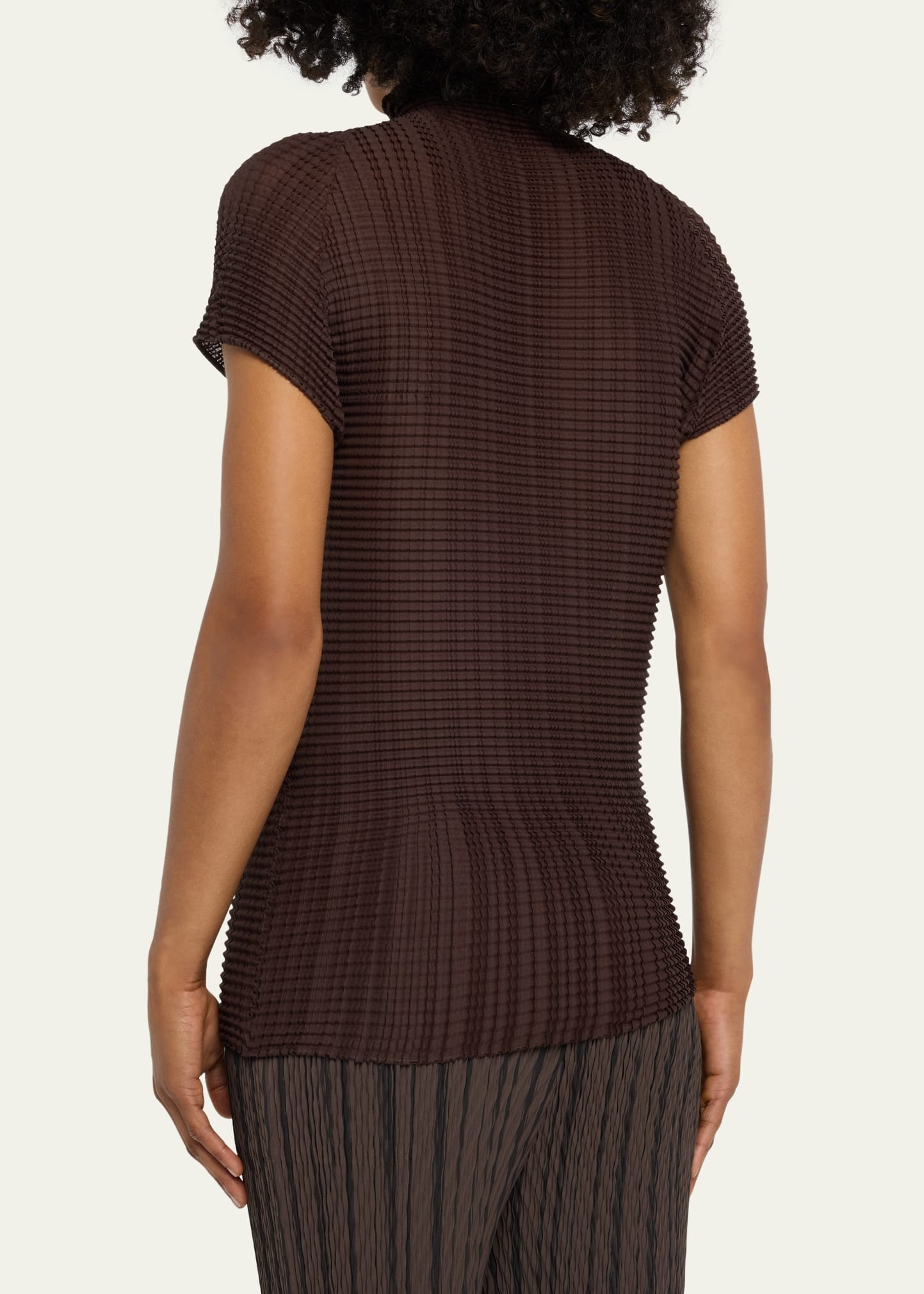 ISSEY MIYAKE Wooly Pleats-38 High-Neck Top | REVERSIBLE