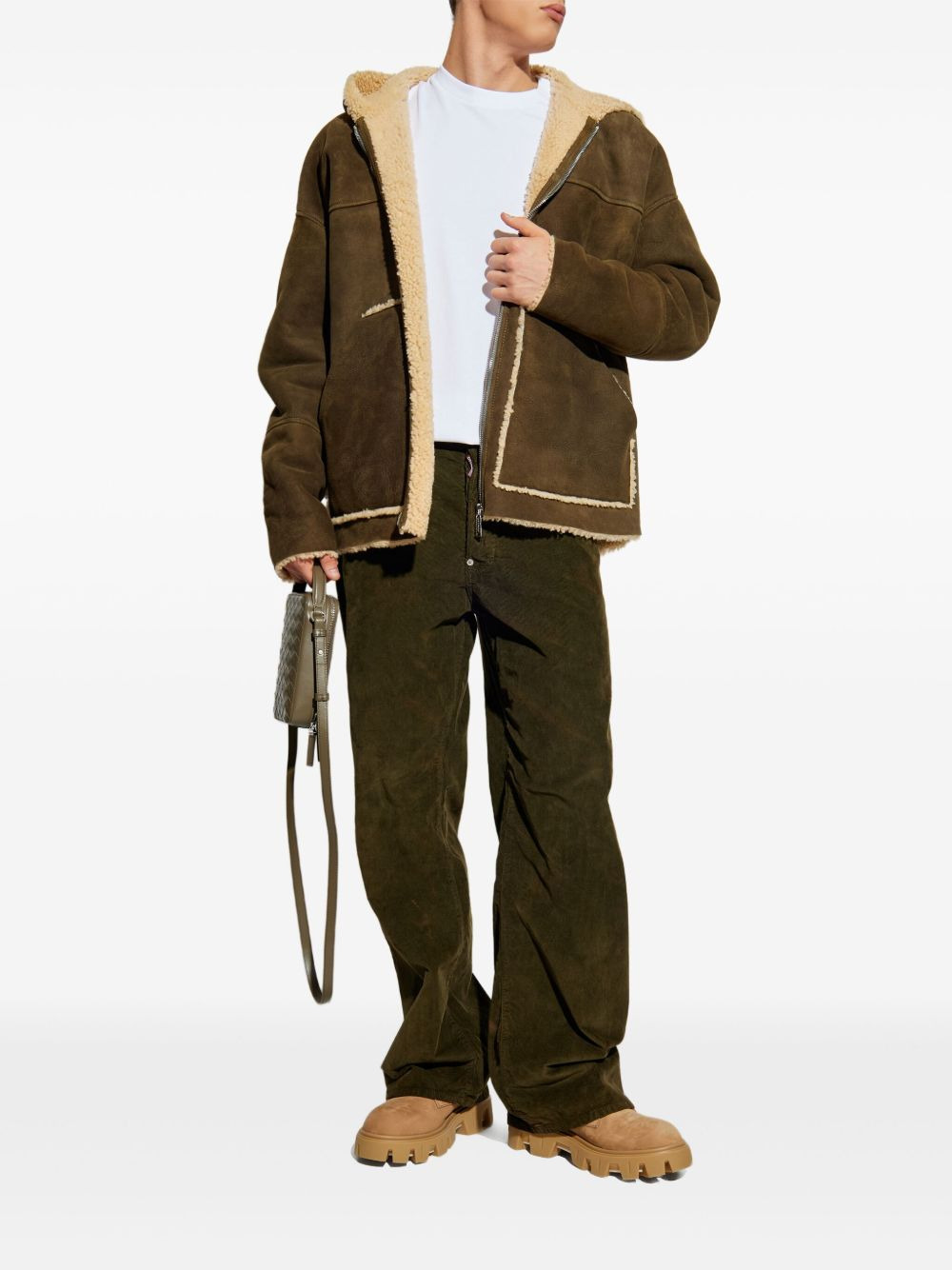 hooded shearling jacket - 2