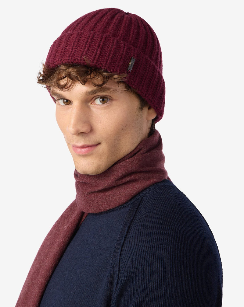 Burgundy merino wool and cashmere beanie 3
