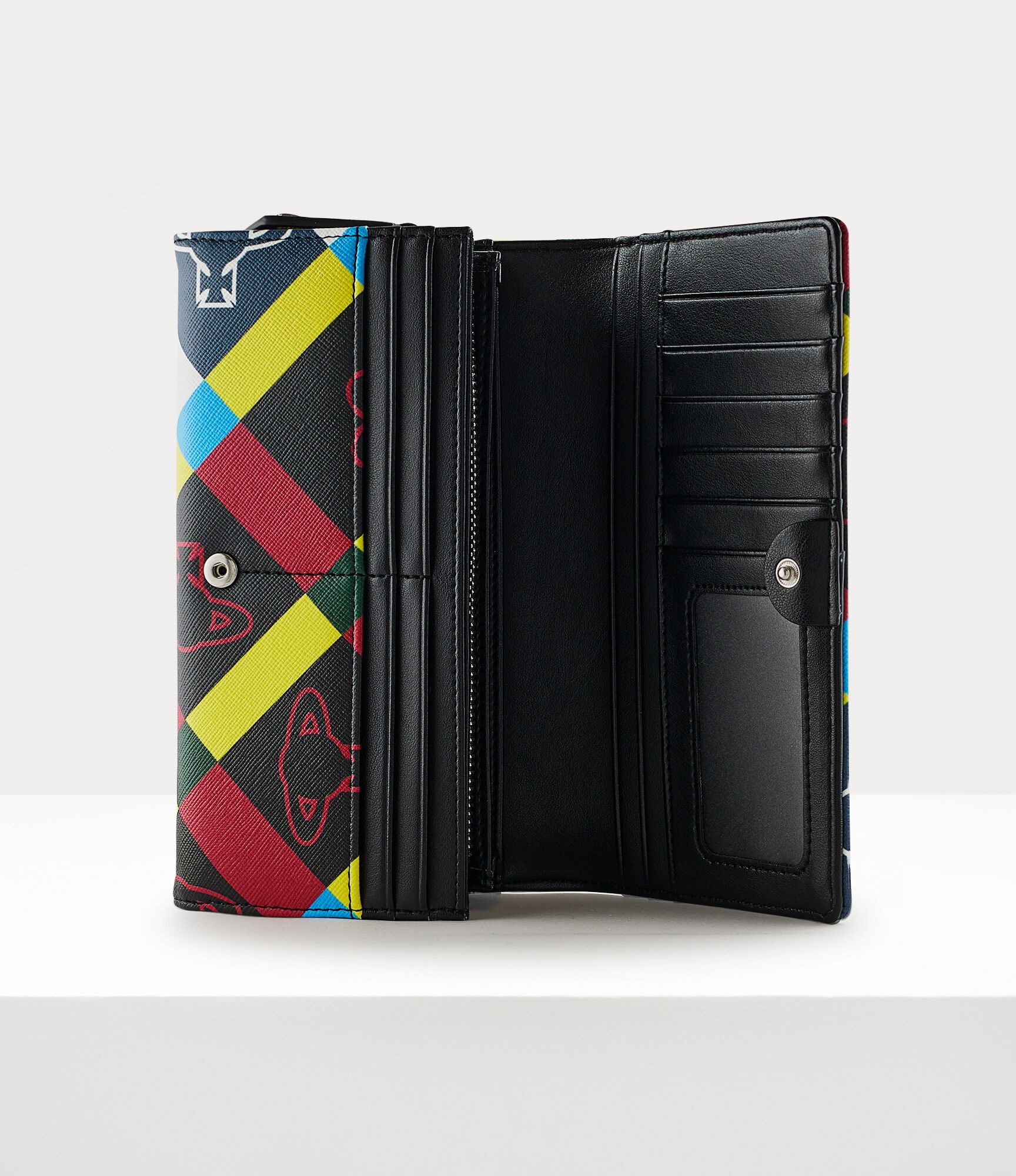 Vivienne Westwood ORB AND HEART CHECK CLASSIC LONG WALLET