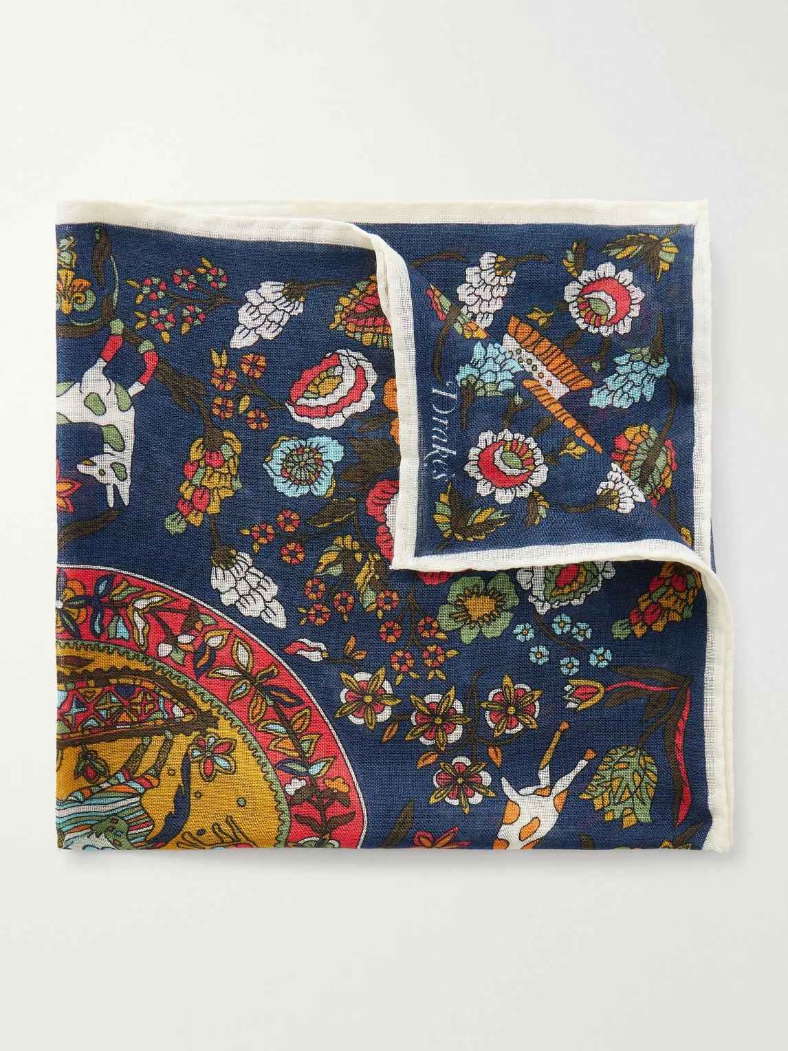 Folk Rider Printed Wool and Silk-Blend Gauze Pocket Square - 1