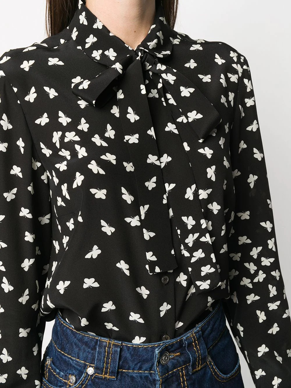 butterfly print silk shirt  - 5