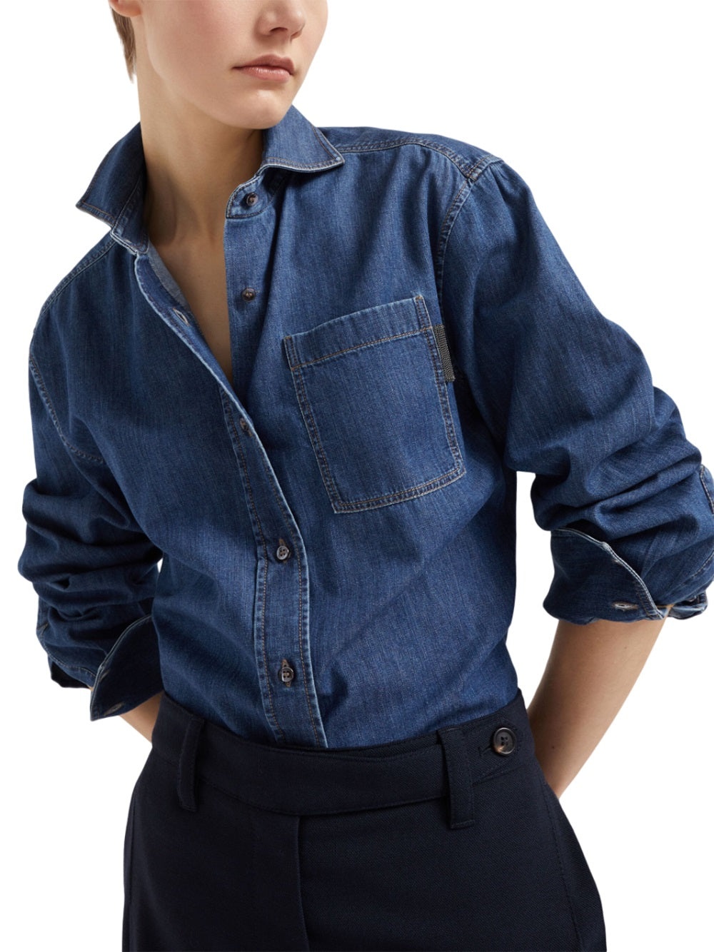 Denim shirt with Monili detail - 5