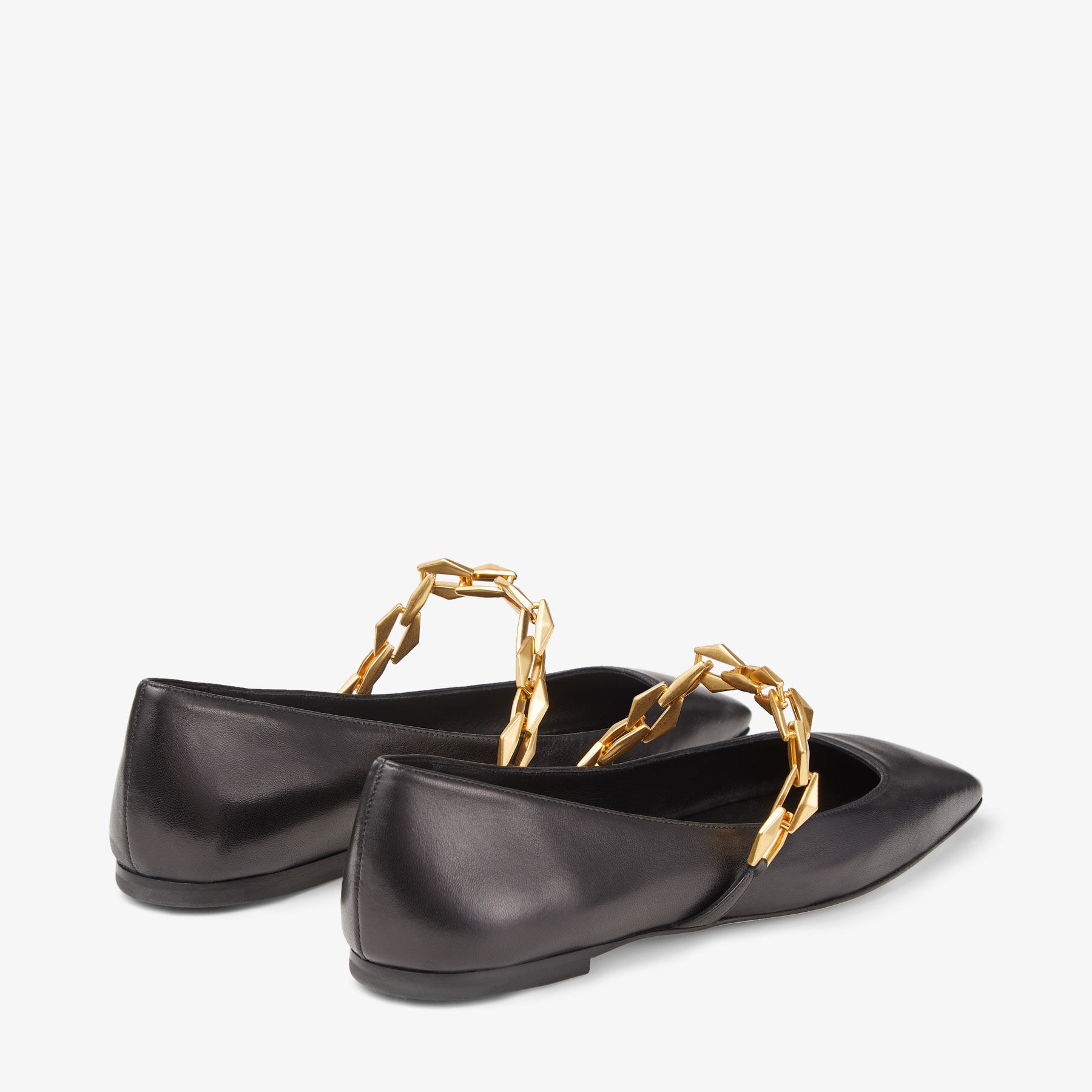 Diamond Tilda Flat
Black Nappa Leather Flats with Chain - 5
