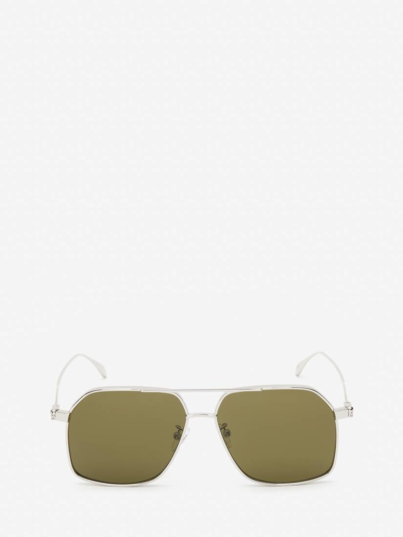 Men's Skull Angle Caravan Sunglasses in Silver - 1