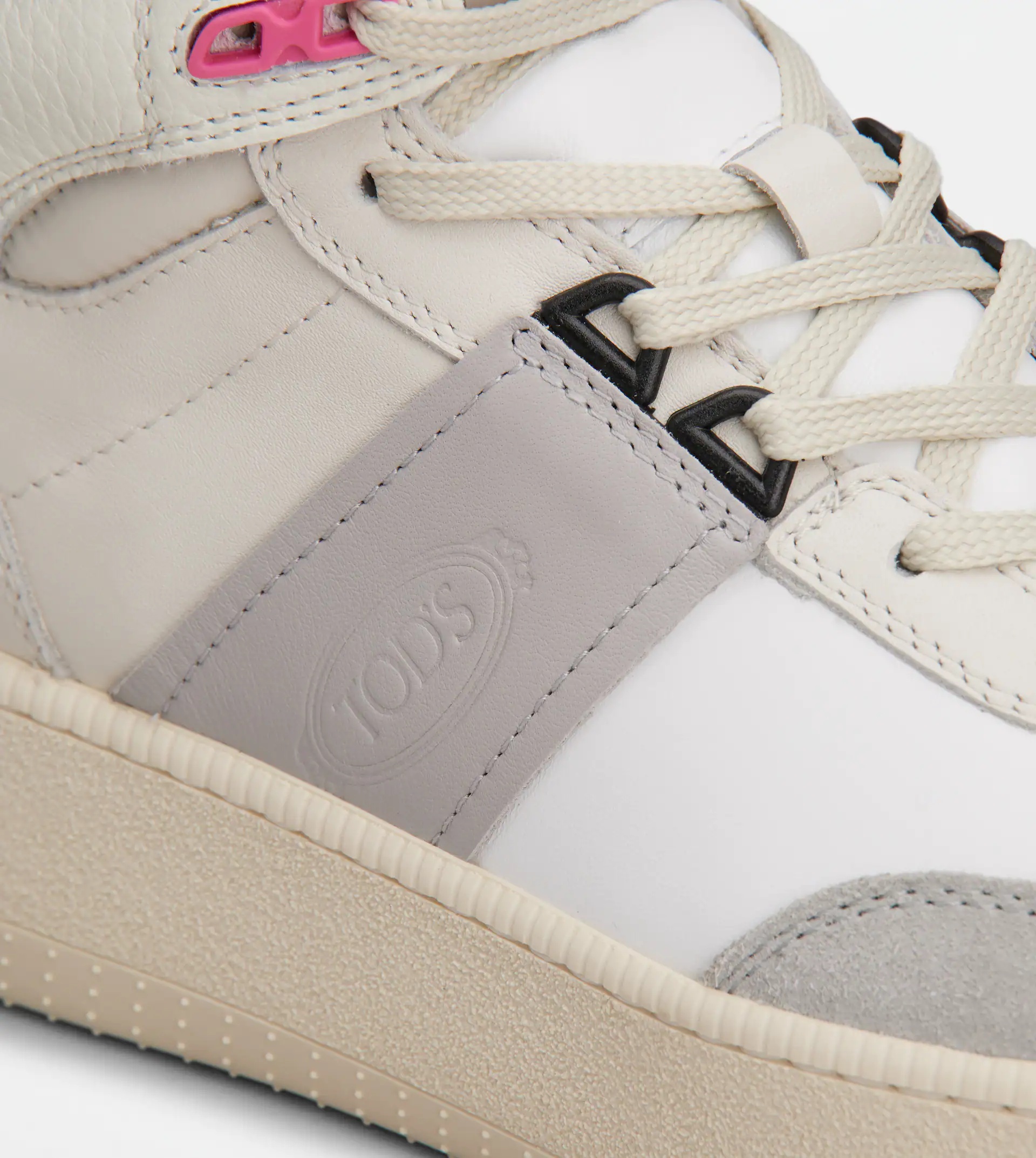 HIGH-TOP PLATFORM SNEAKERS IN LEATHER - GREY, BEIGE, WHITE - 5