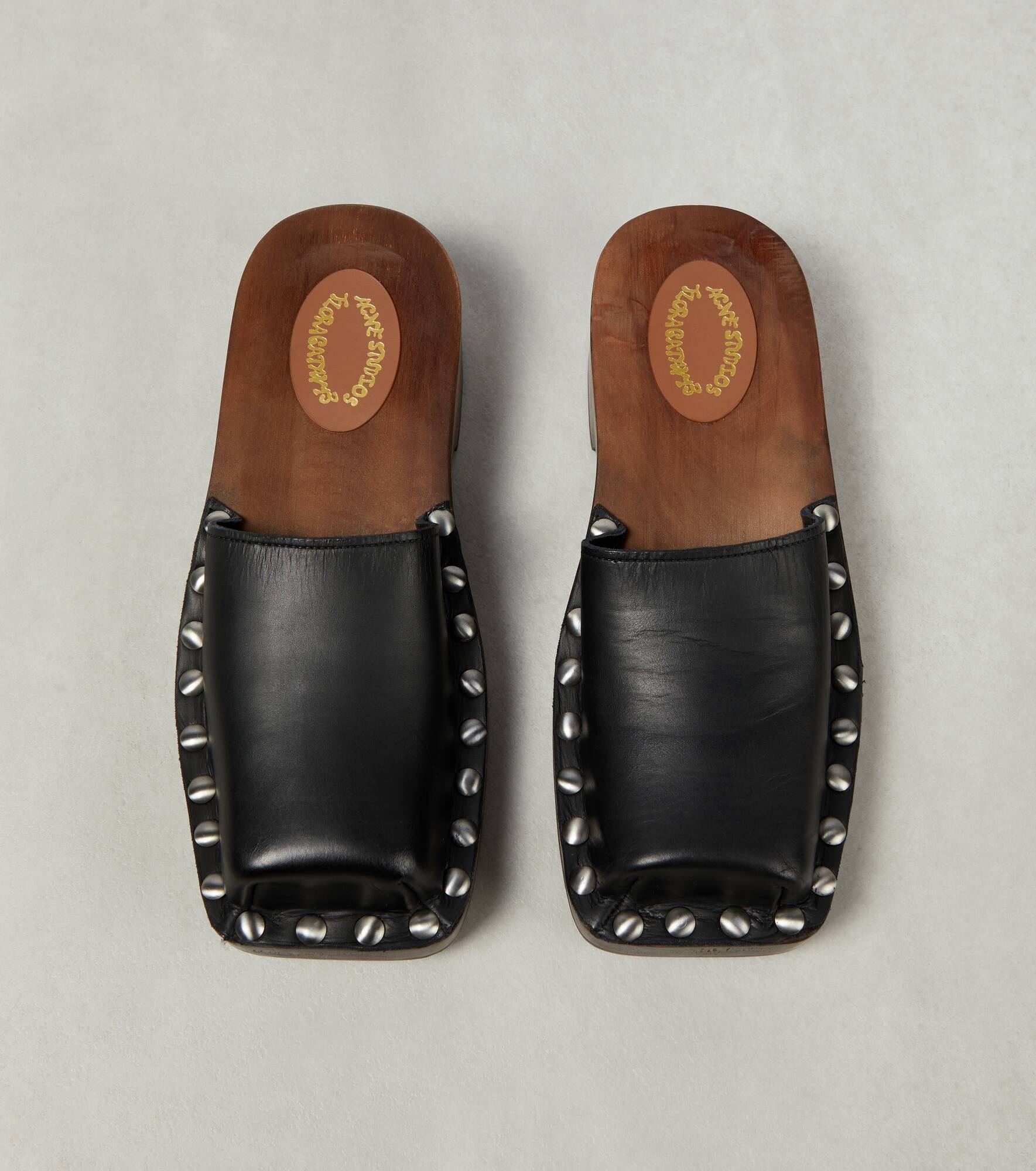 Leather platform clogs - 6