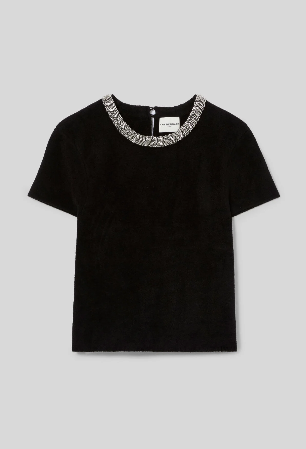 SHORT VELVET-EFFECT KNIT TOP - 1