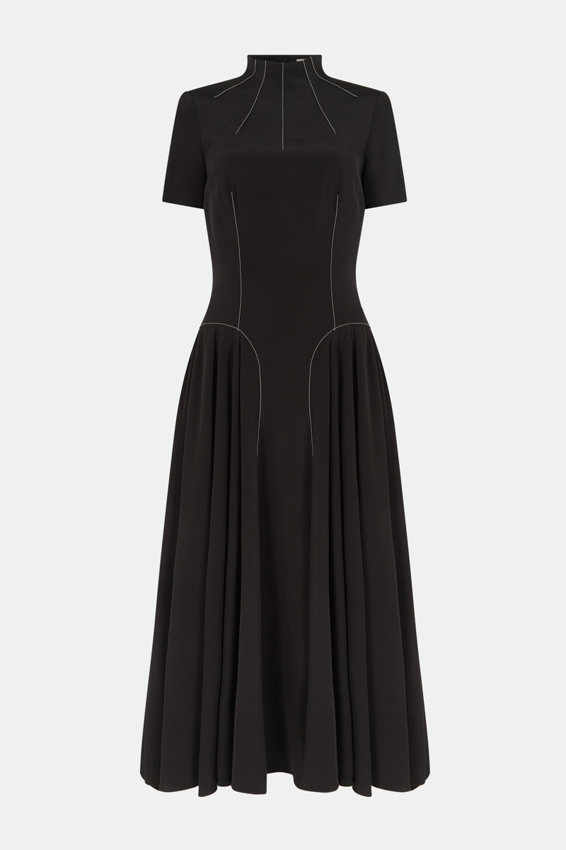 Neptune Dress In Black Silk Crepe De Chine 1