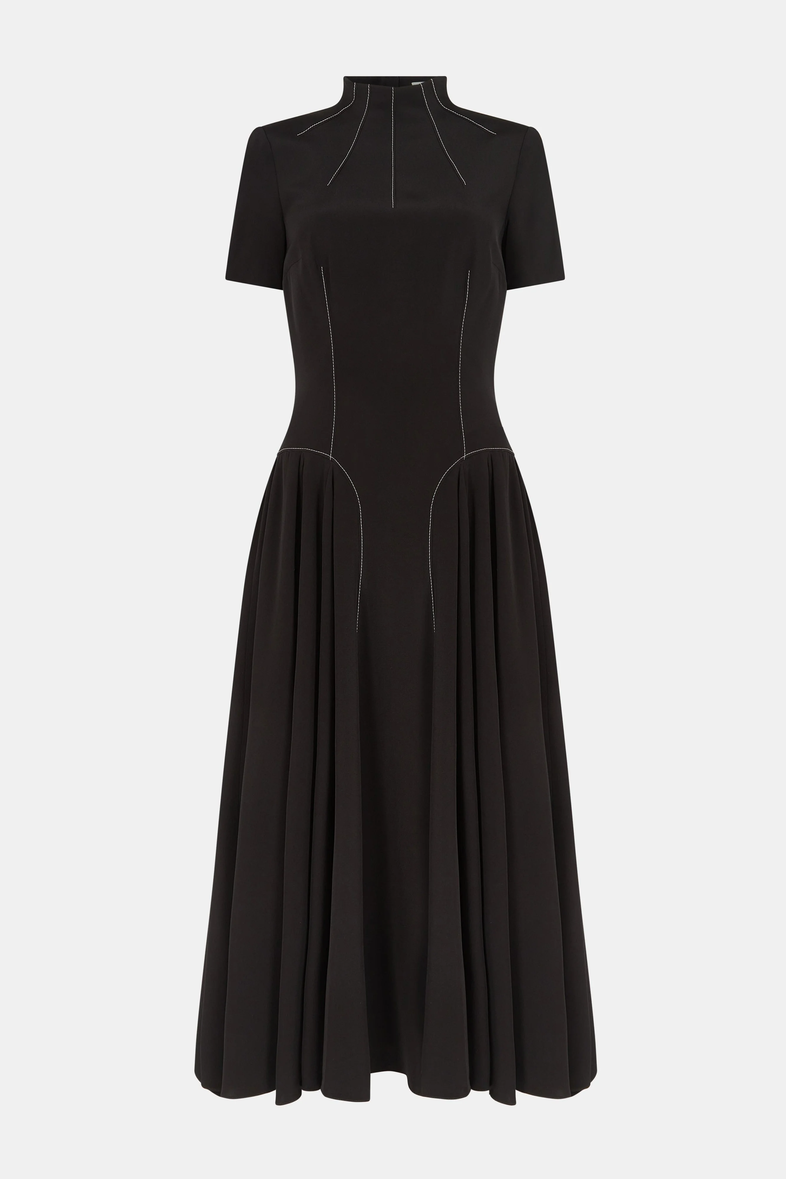 Neptune Dress In Black Silk Crepe De Chine - 1