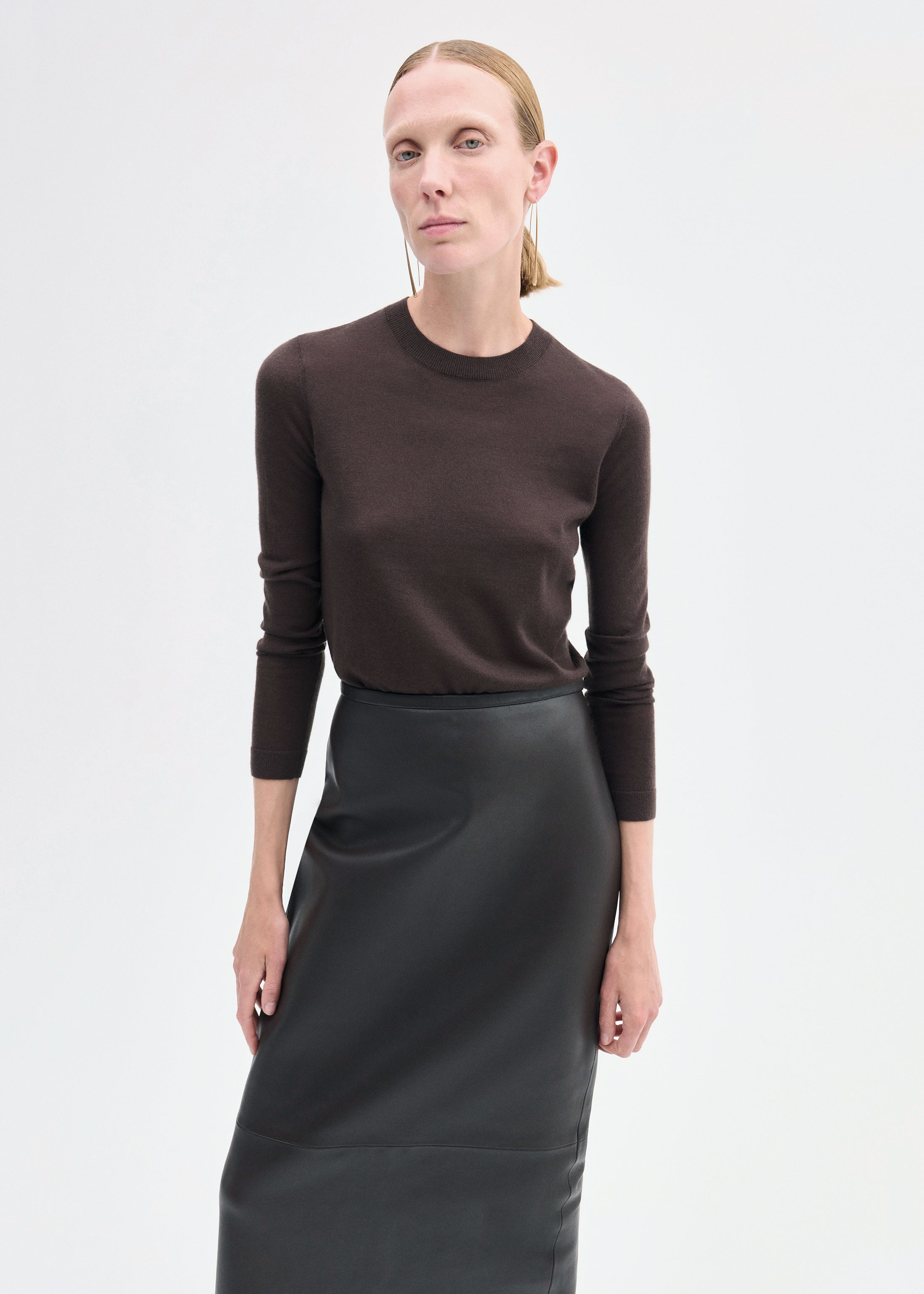 Full-Length Pencil Skirt in Leather - 3