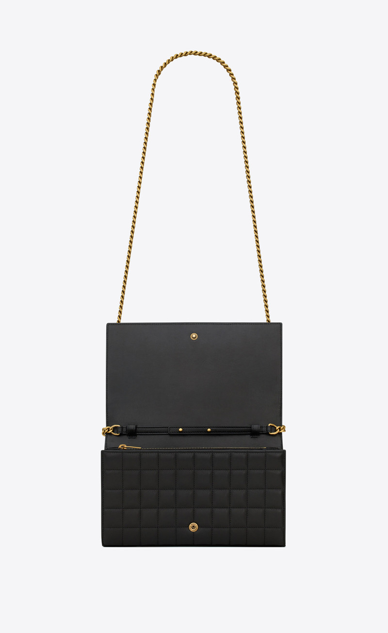 SAINT LAURENT cassandre matelassé carré chain wallet in quilted leather outlook