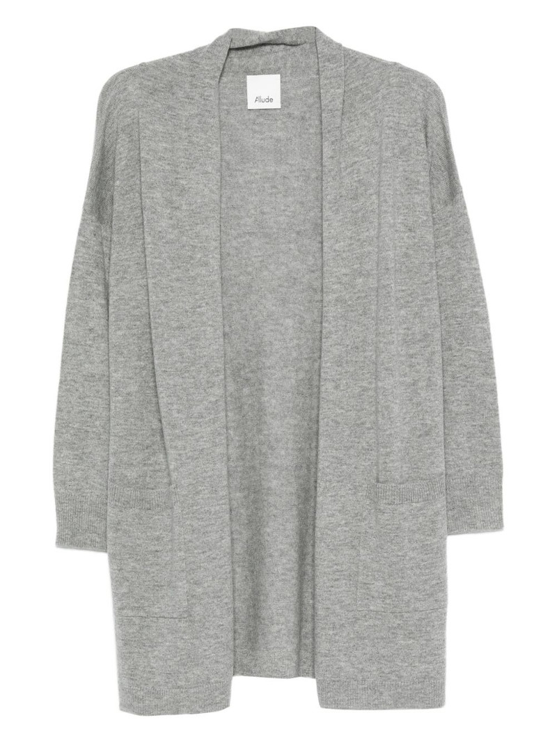 patch-pocket open-front cardigan 1
