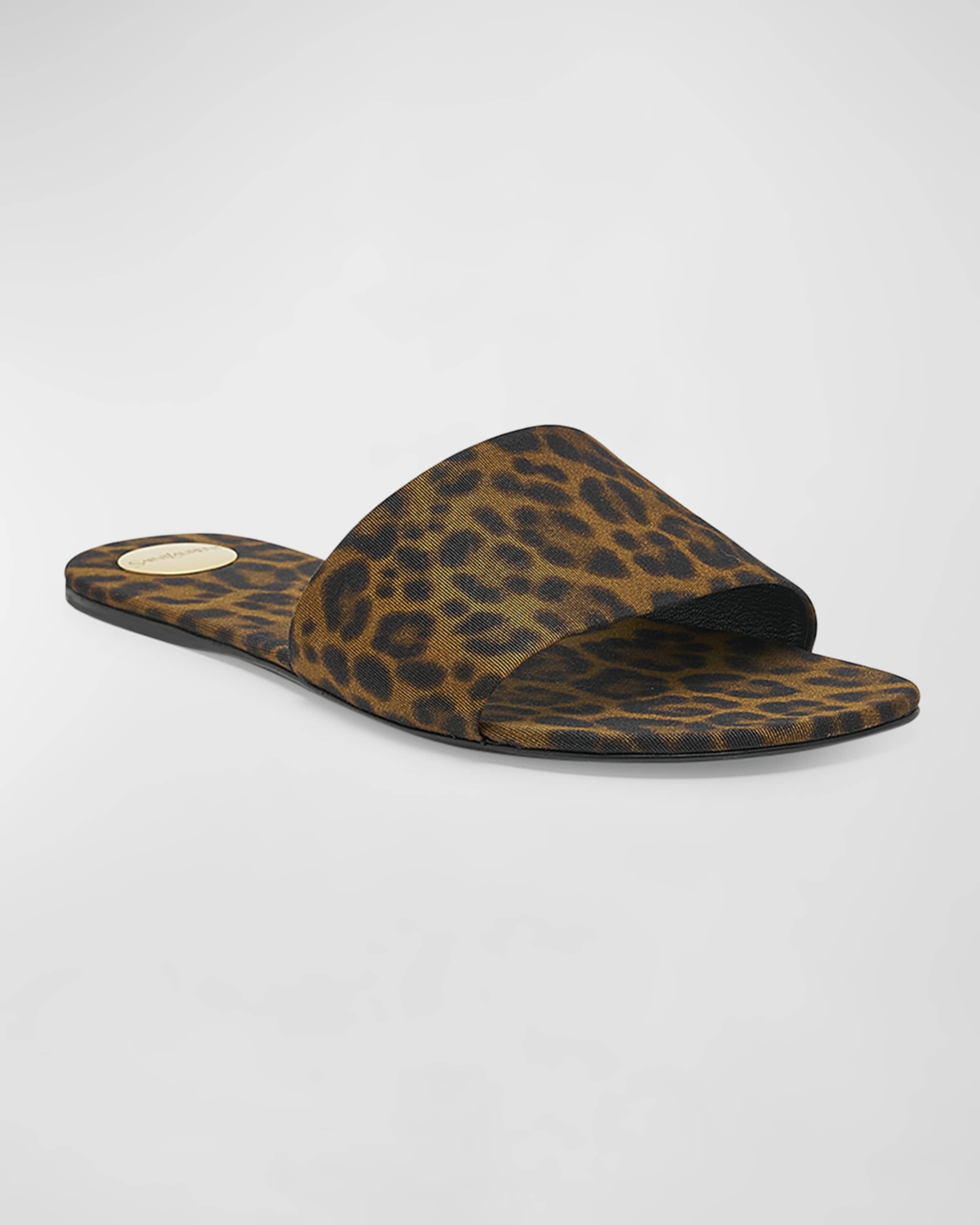 Carlyle Leopard Flat Slide Sandals - 5