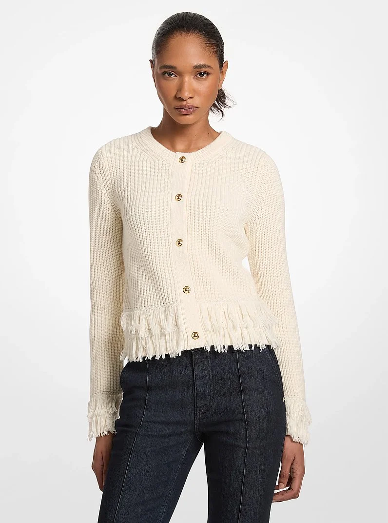 Knit Fringed Cardigan - 1