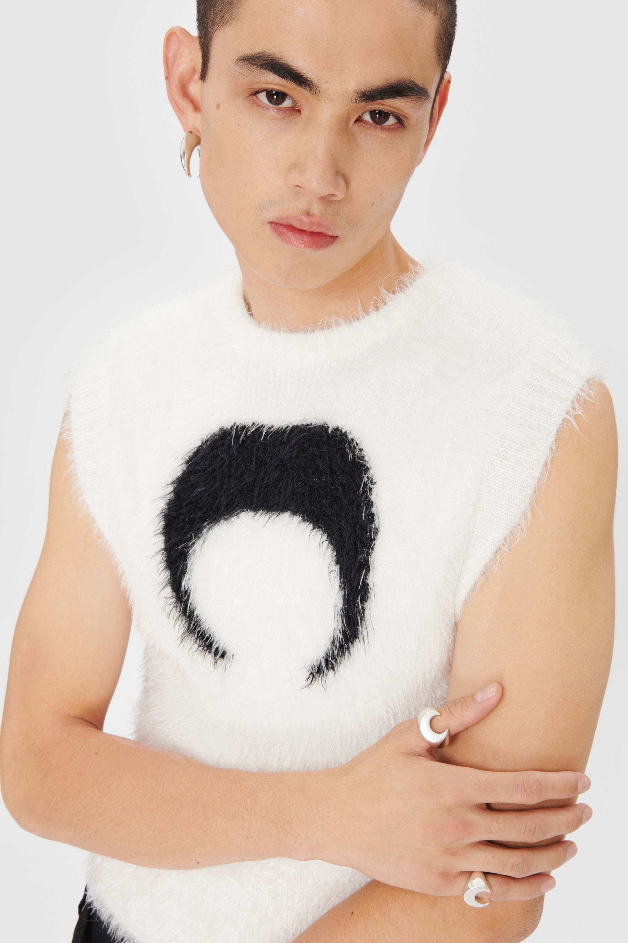 マリーンセル CORE KNIT SLEEVELESS PULLOVER Marine Serre Wild Fluffy Knit Sleeveless Pullover | REVERSIBLE