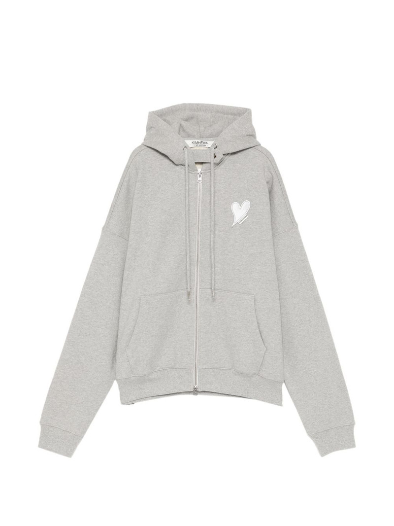 heart patched zip-up hoodie 1