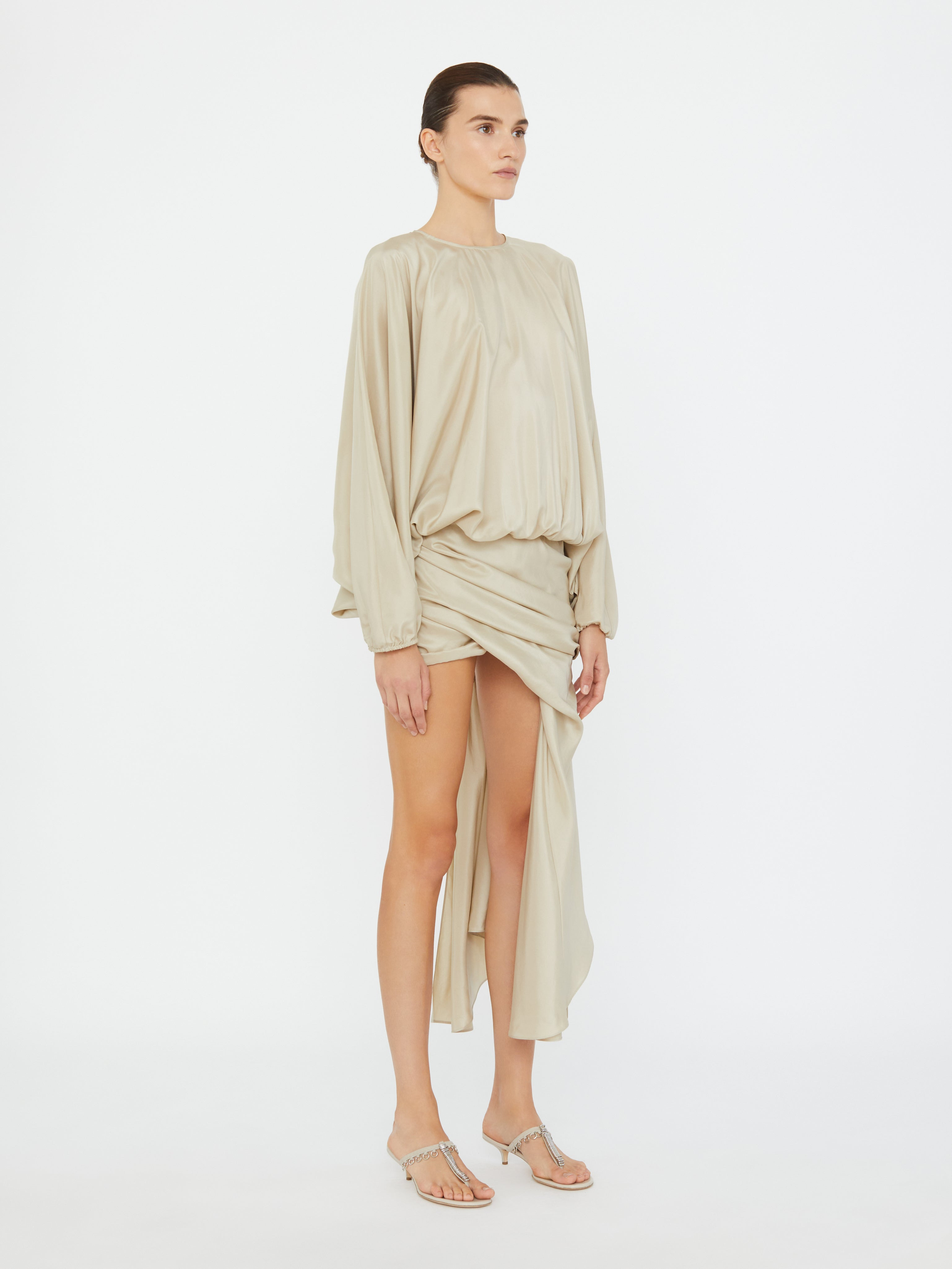 Parachute Silk Drape Mini Dress - 2