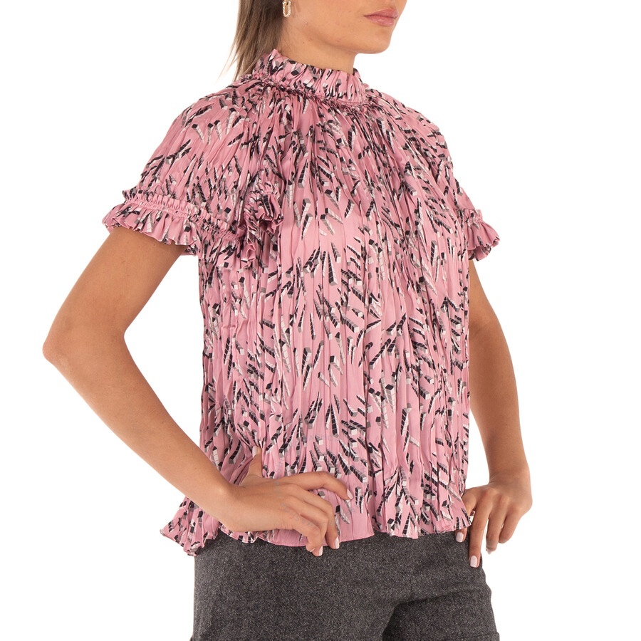 Rabanne All Over Graphic Print Pleated Blouse - 2