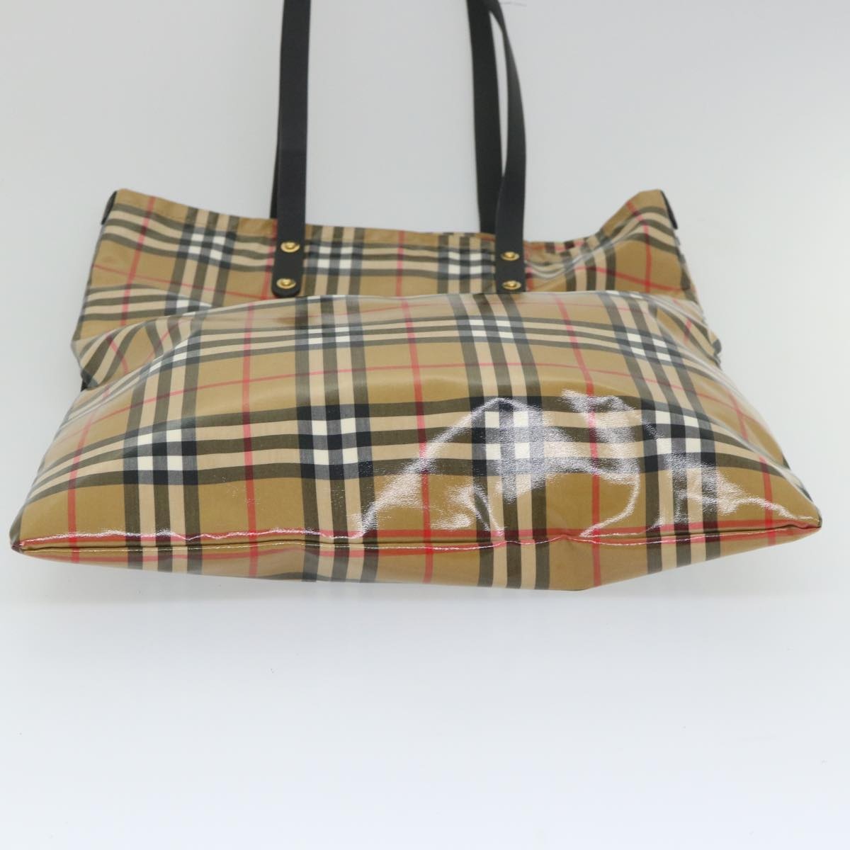 Burberry Nova Check Tote Bag Coated Canvas Beige Black - 9