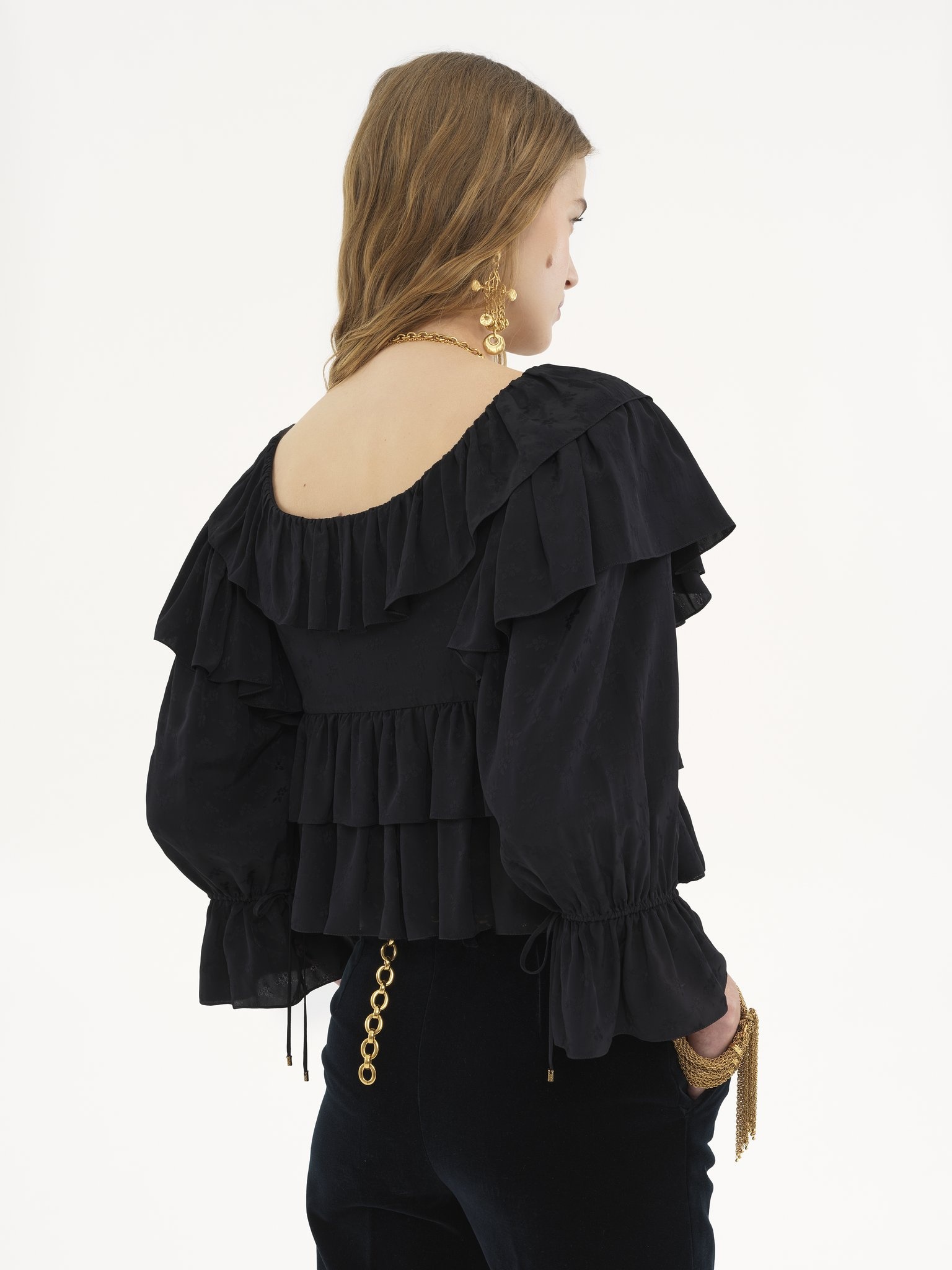 CROPPED RUFFLE TOP IN FLORAL VISCOSE - 6